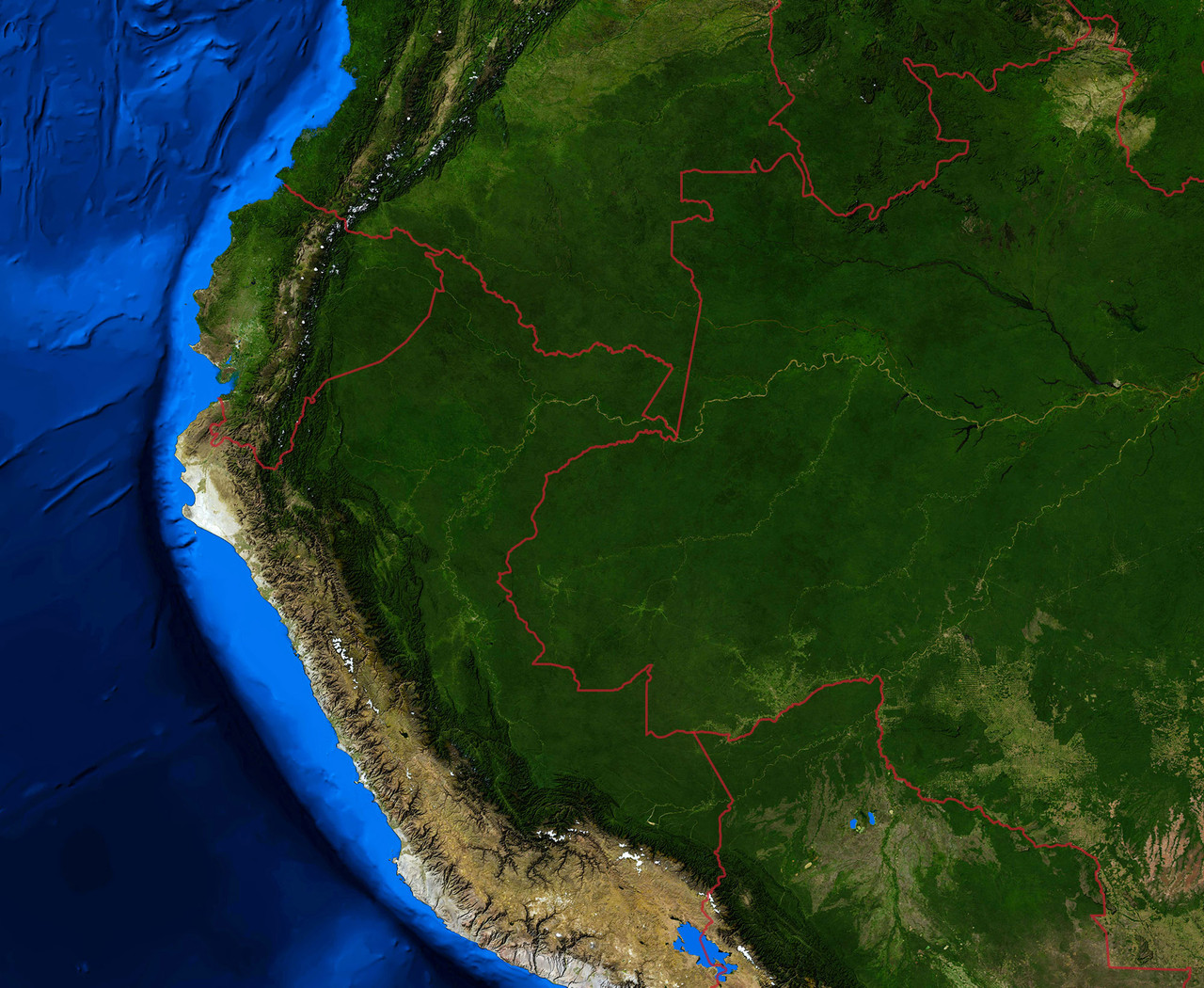 World Pacific Rim Satellite Image Map - Topography & Bathymetry | World ...