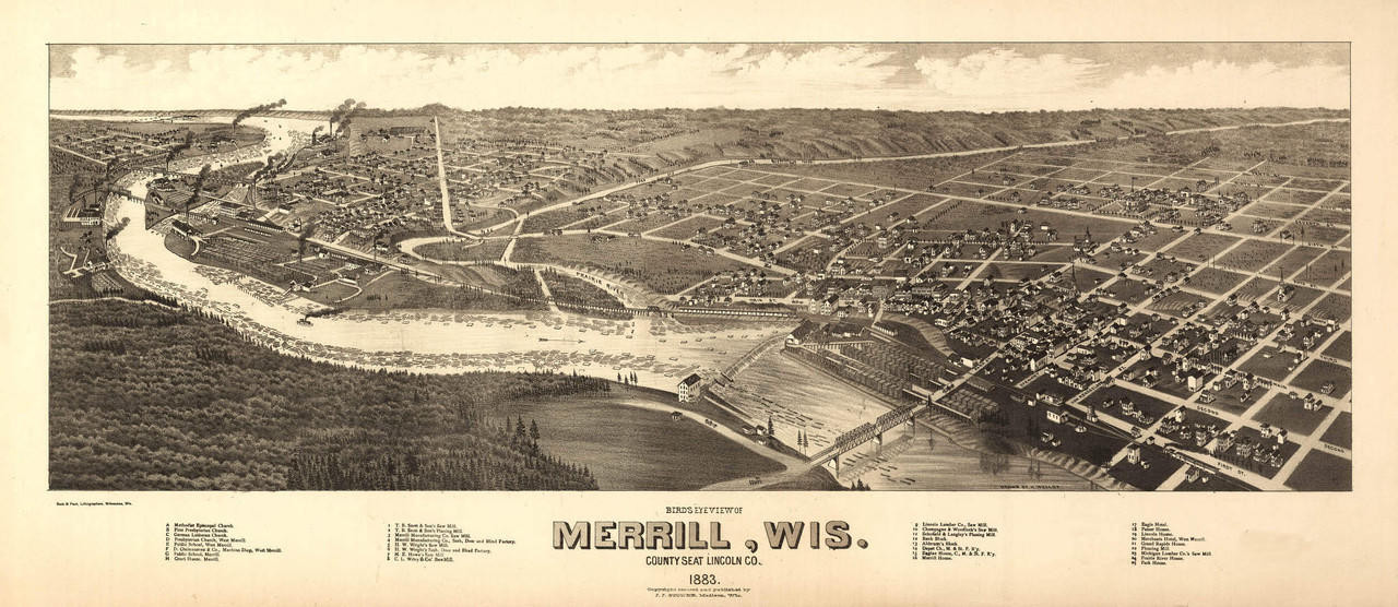 Historic Map Merrill, WI 1883 World Maps Online