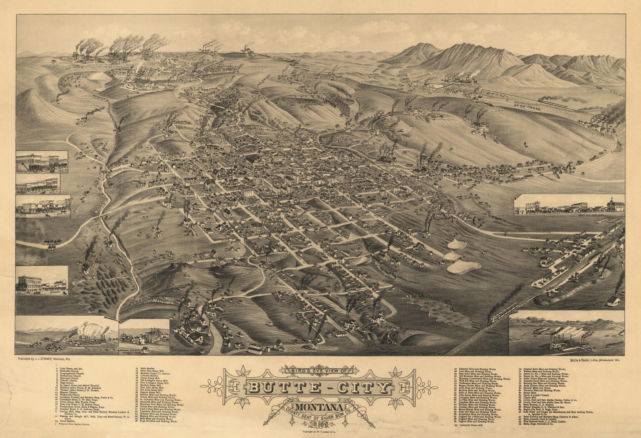Map Of Butte Mt 1W MT BU 1884 33283 