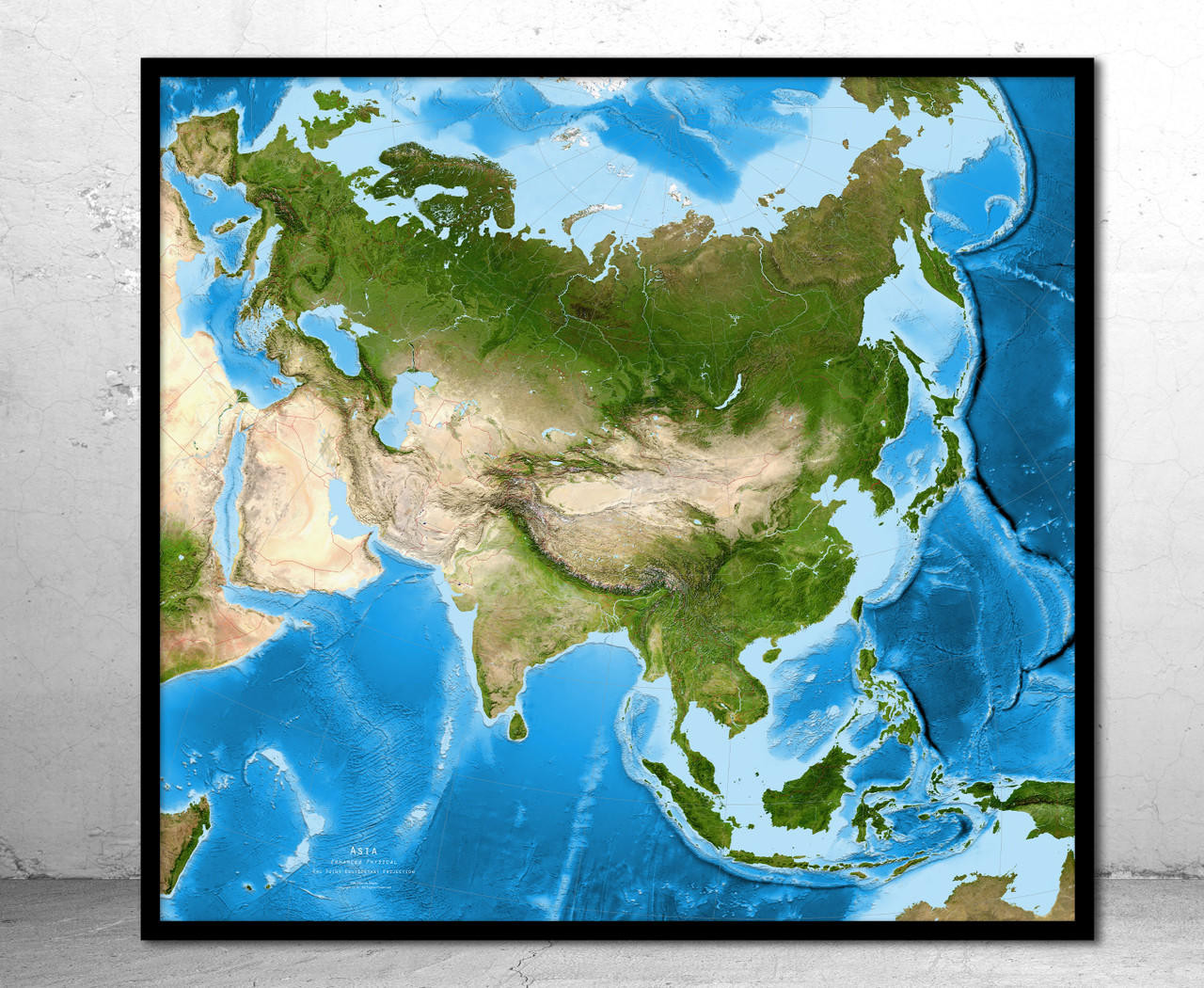 Physical Map Of Asia With Labels As2 Sat3 Asia Enhanced Physical Satellite Image Map No Labels Framed 25885 72328.1682631599