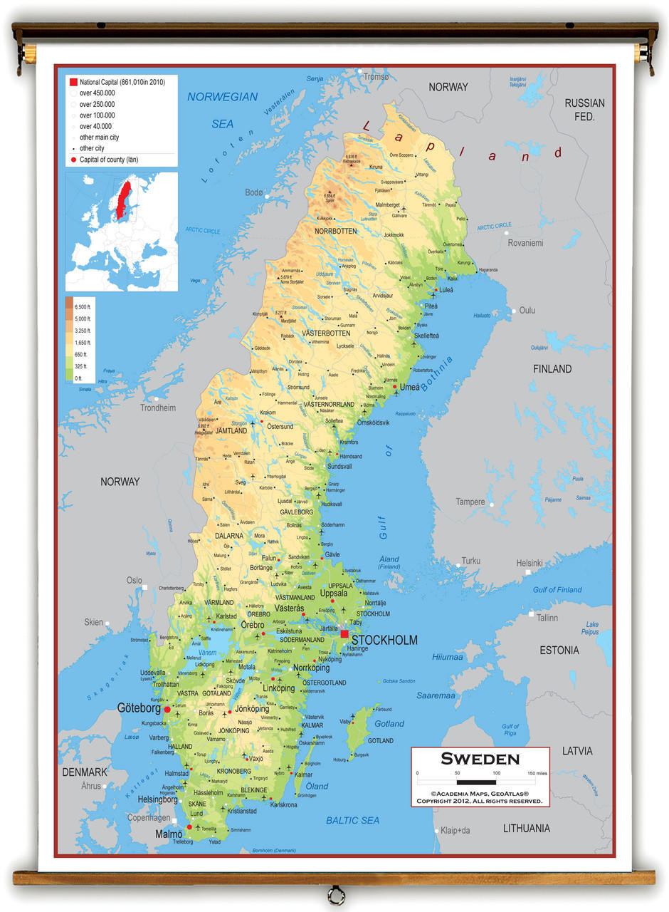 Sweden Physical Educational Map From Academia Maps World Maps Online Academia Sweden Physical Lg 25086 06473.1682633213