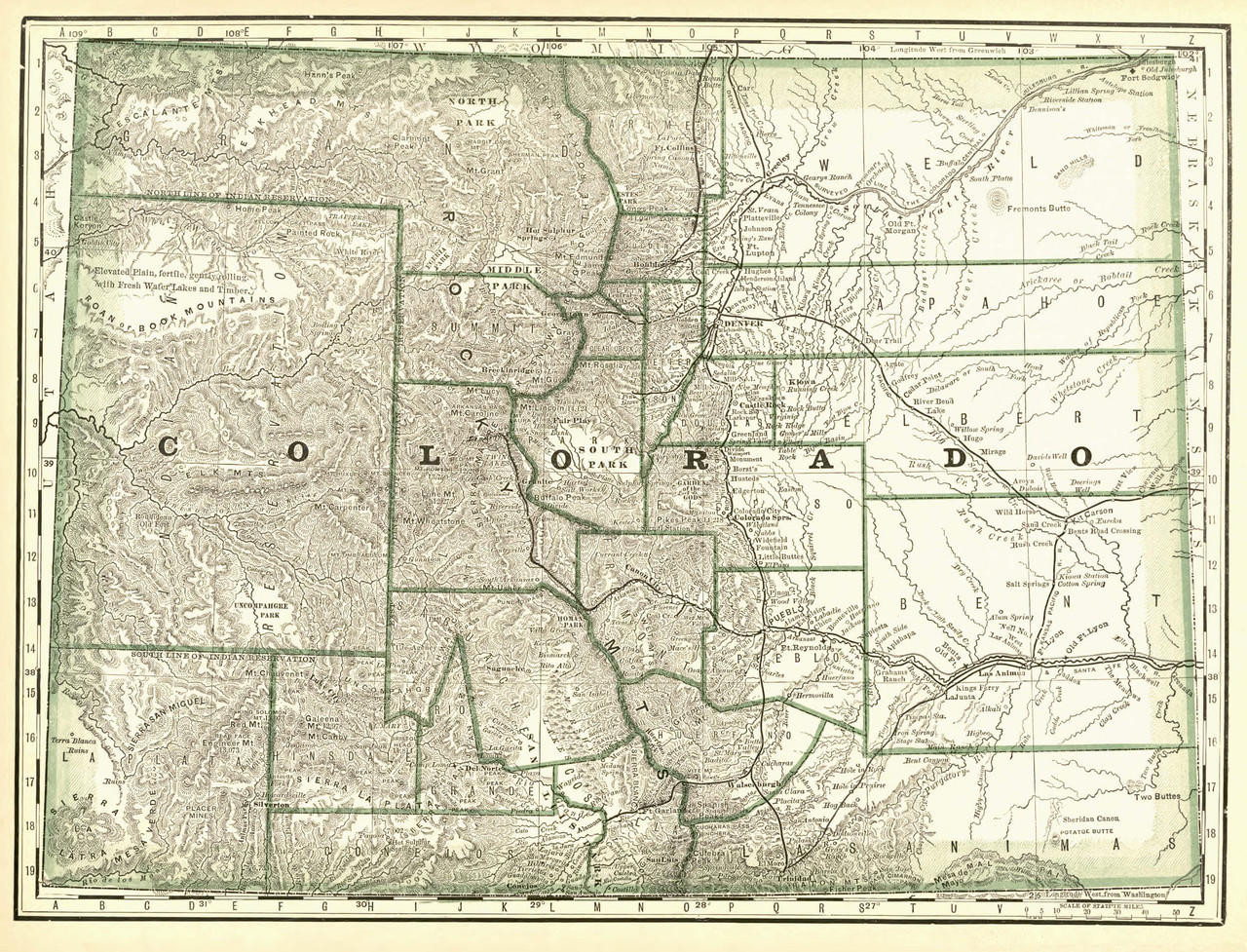 Historic Railroad Map of Colorado - 1878 | World Maps Online