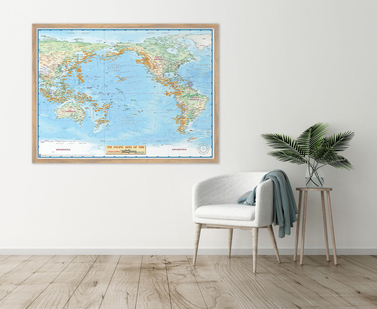zo delicaat kalf Ring of Fire Physical Wall Map w/ Volcano Locations | World Maps Online