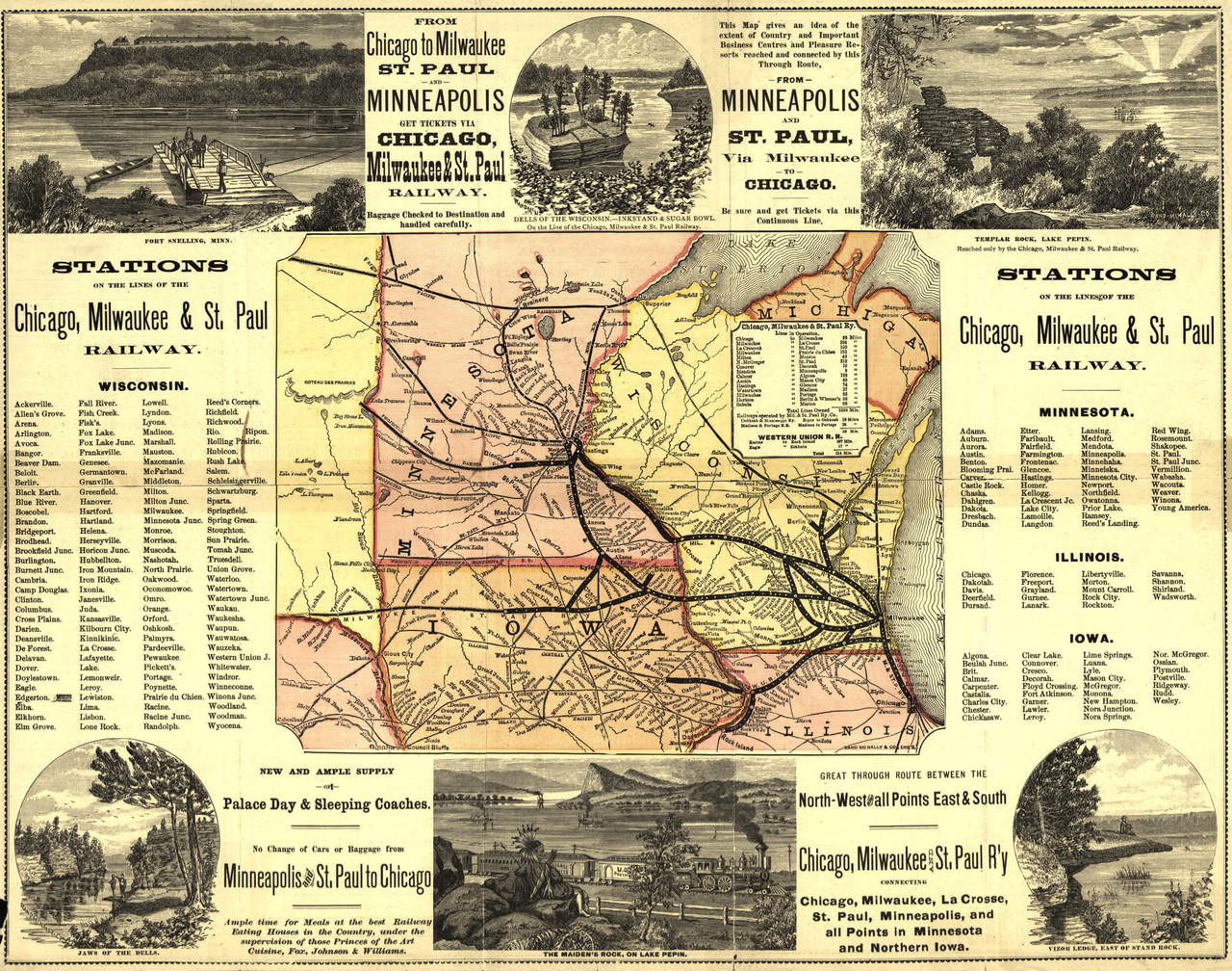Historic Railroad Map of the Midwest - 1874 | World Maps Online