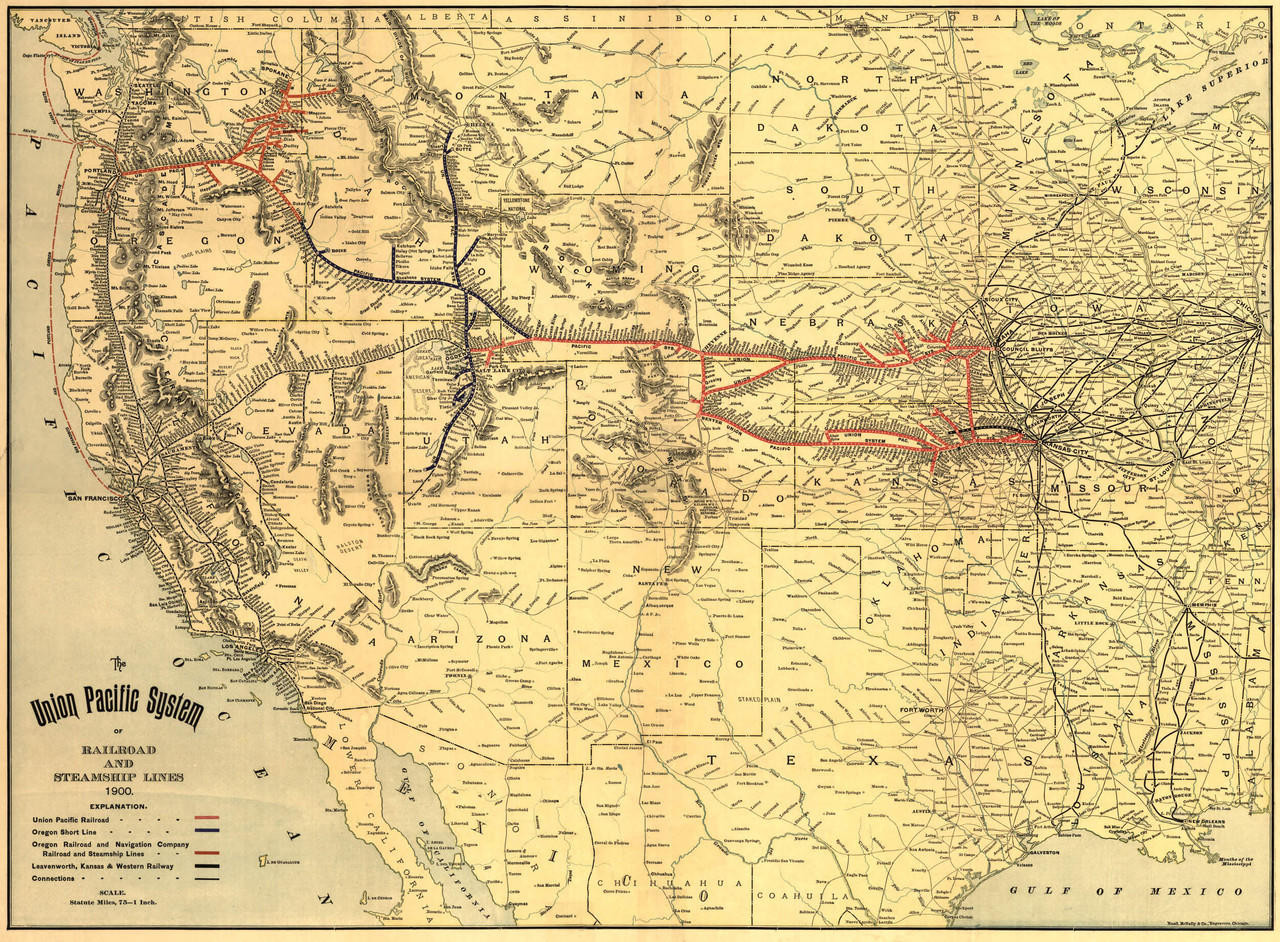 Historic Railroad Map of the Western United States - 1900 | World Maps ...