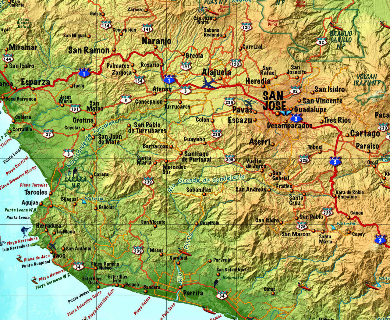 Costa Rica Wall Map by Compart Maps | World Maps Online