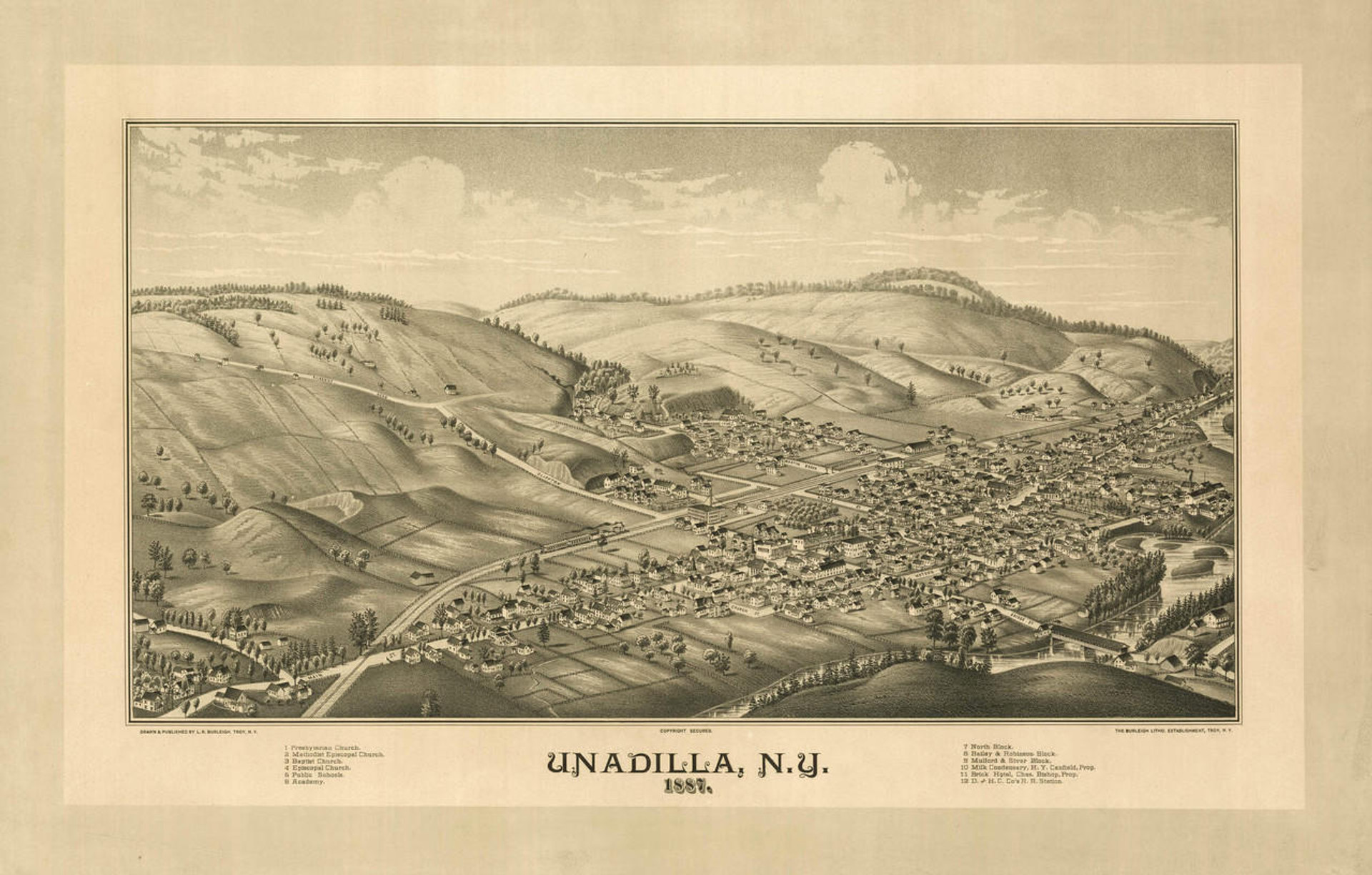 Historic Map Unadilla, NY 1887 World Maps Online