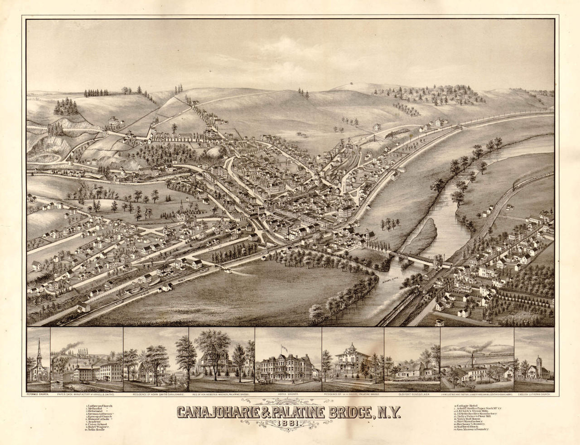 Historic Map Canajoharie & Palatine Bridge, NY 1881 World Maps Online