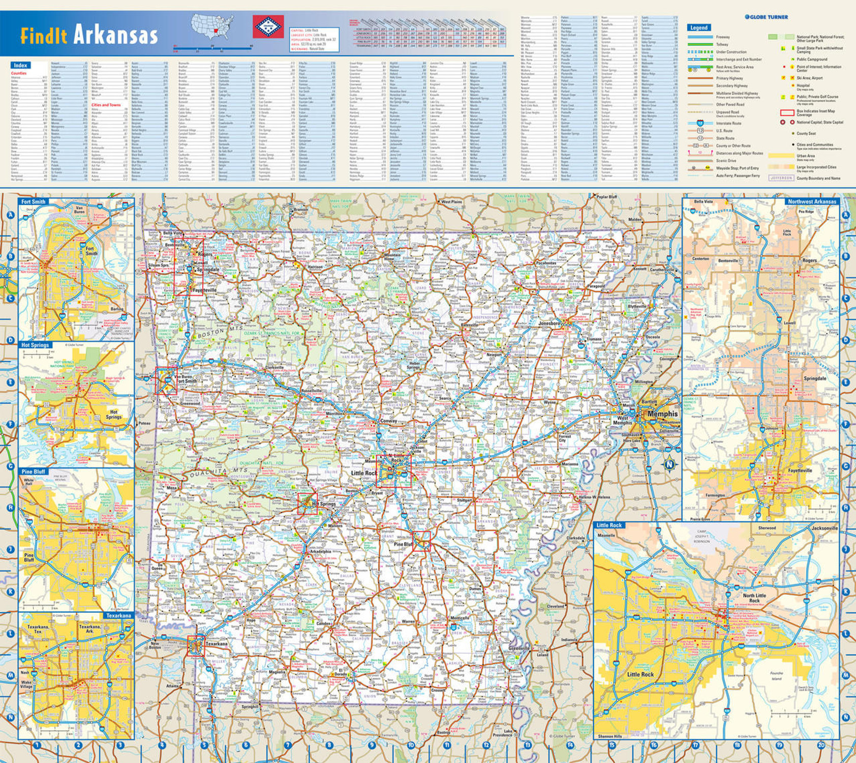 Arkansas Reference Wall Map, image 1, World Maps Online