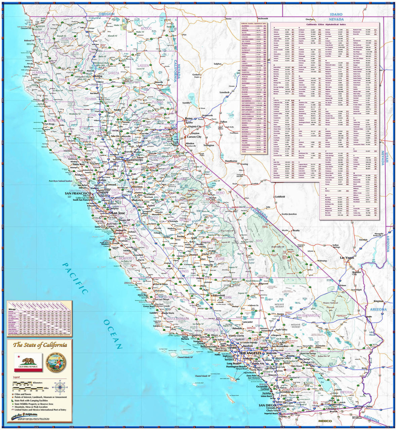 California Roadways Wall Map from Compart, image 2, World Maps Online