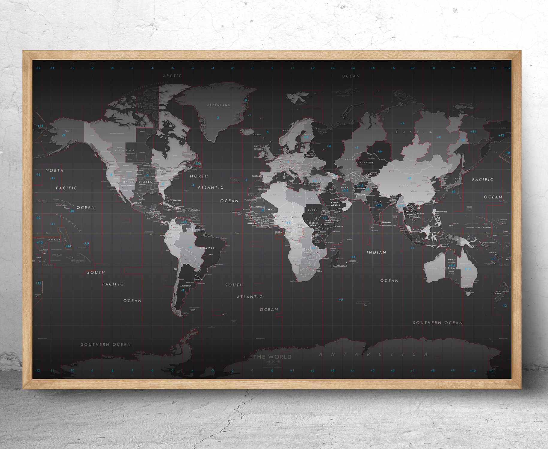 World Time Zones Wall Map World Time Zones Wall Map