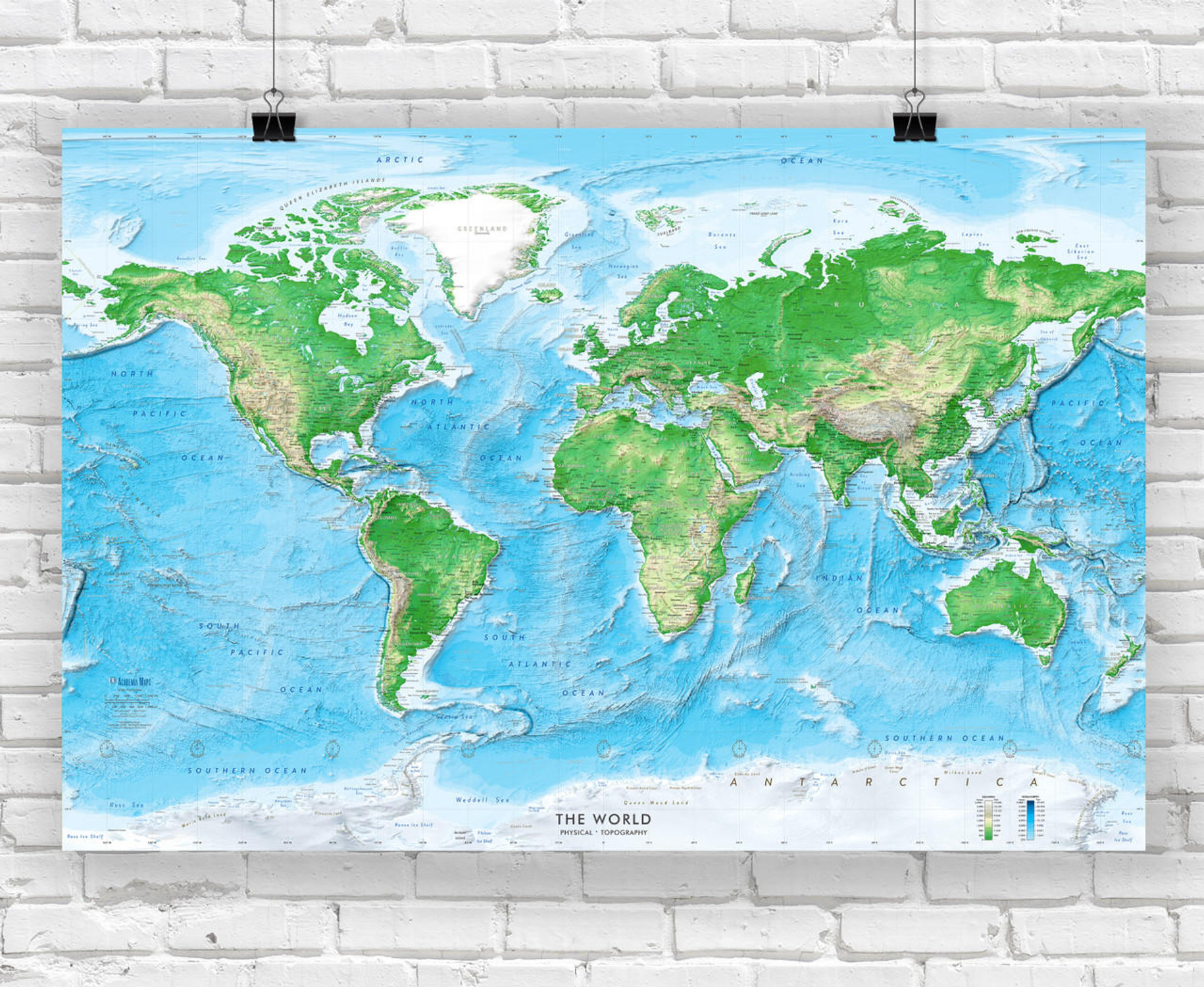Detailed World Physical Wall Map | Large Map Poster, image 1, World Maps Online
