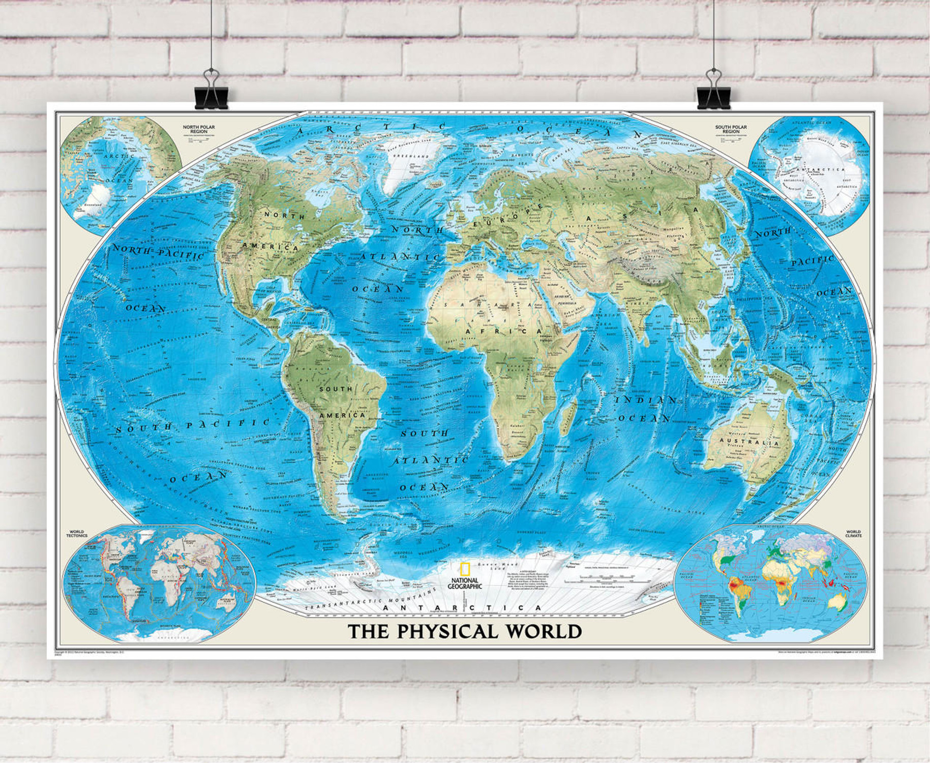 National Geographic World Physical Wall Map, image 1, World Maps Online