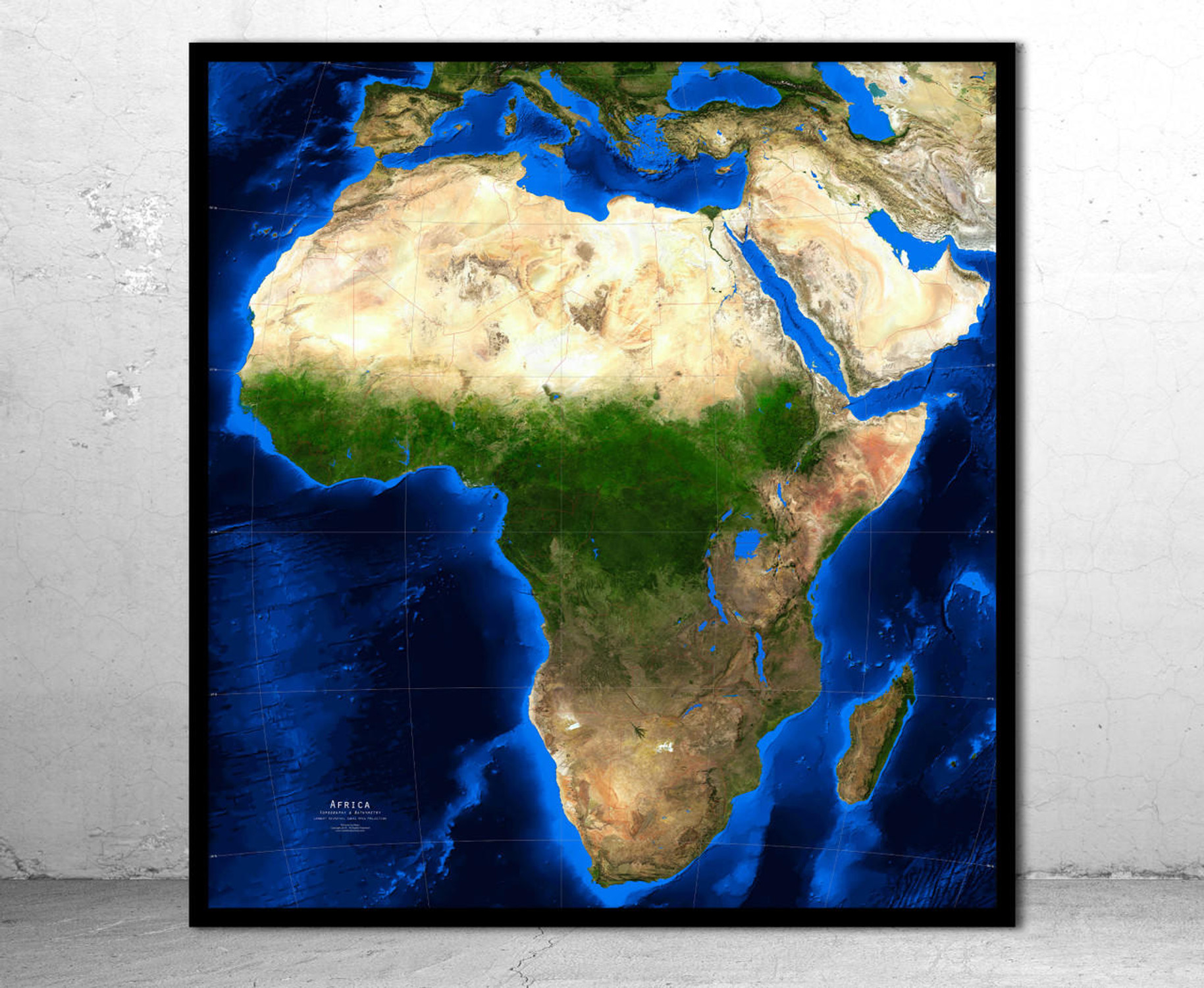 Africa Satellite Image Map - Topography & Bathymetry, image 1, World Maps Online