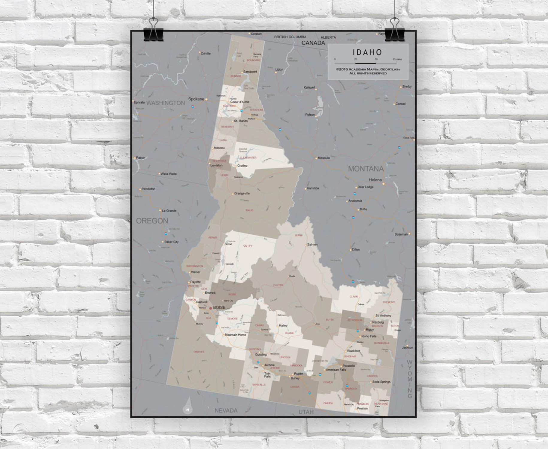 Idaho Wall Map - Executive, image 1, World Maps Online Idaho Wall Map - Executive, image 1, World Maps Online