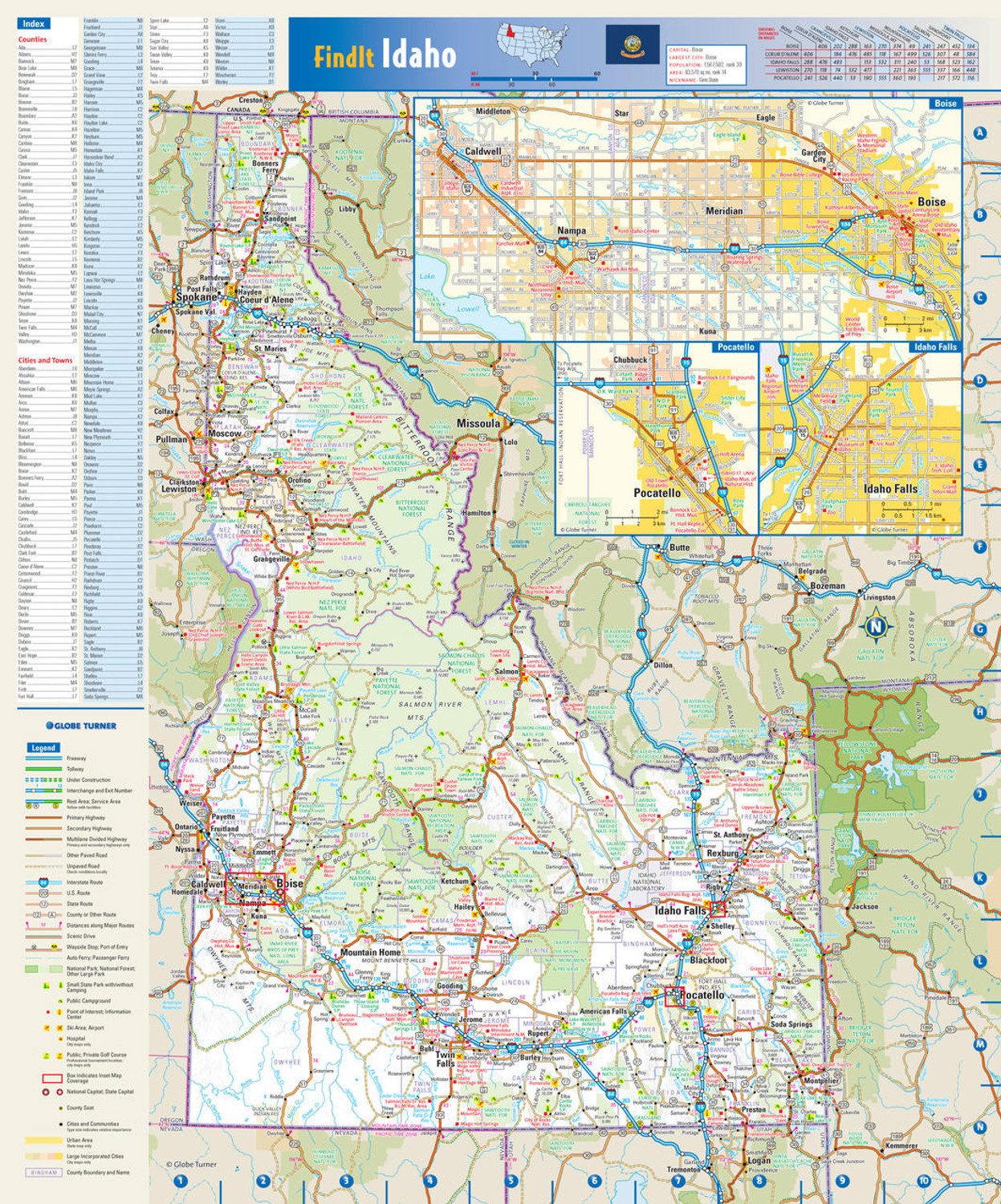 Idaho Reference Wall Map, image 1, World Maps Online