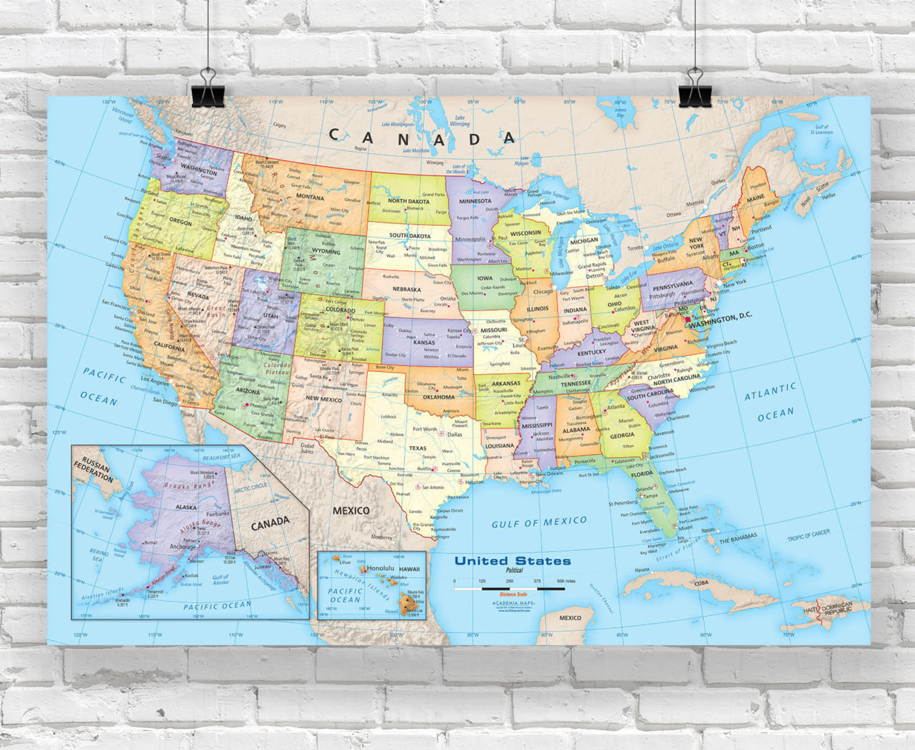 United States Political Wall Map, image 1, World Maps Online