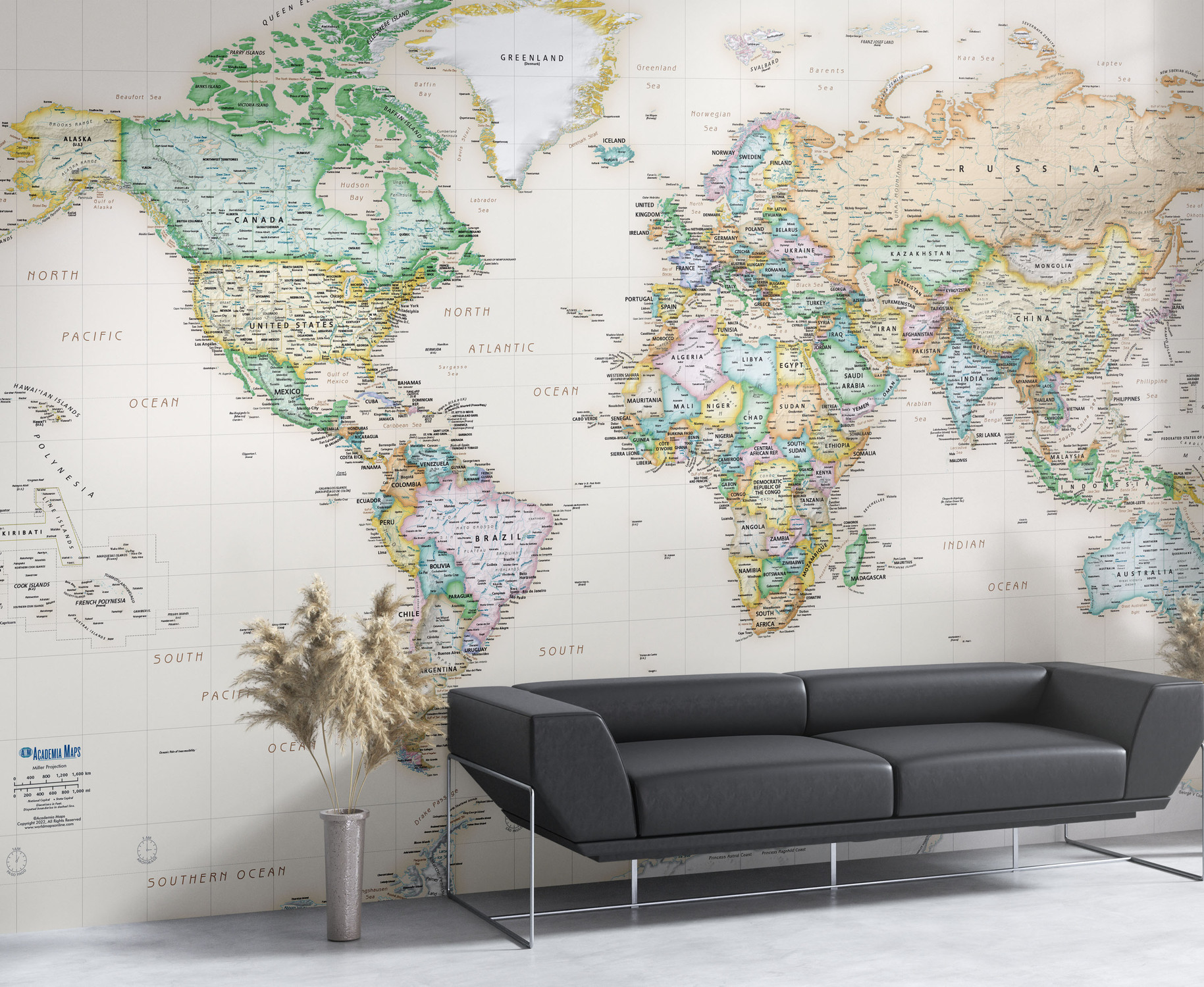 World Political Map Murals World Maps Online Wo1 16 World Detailed Political Executive Map Mural 