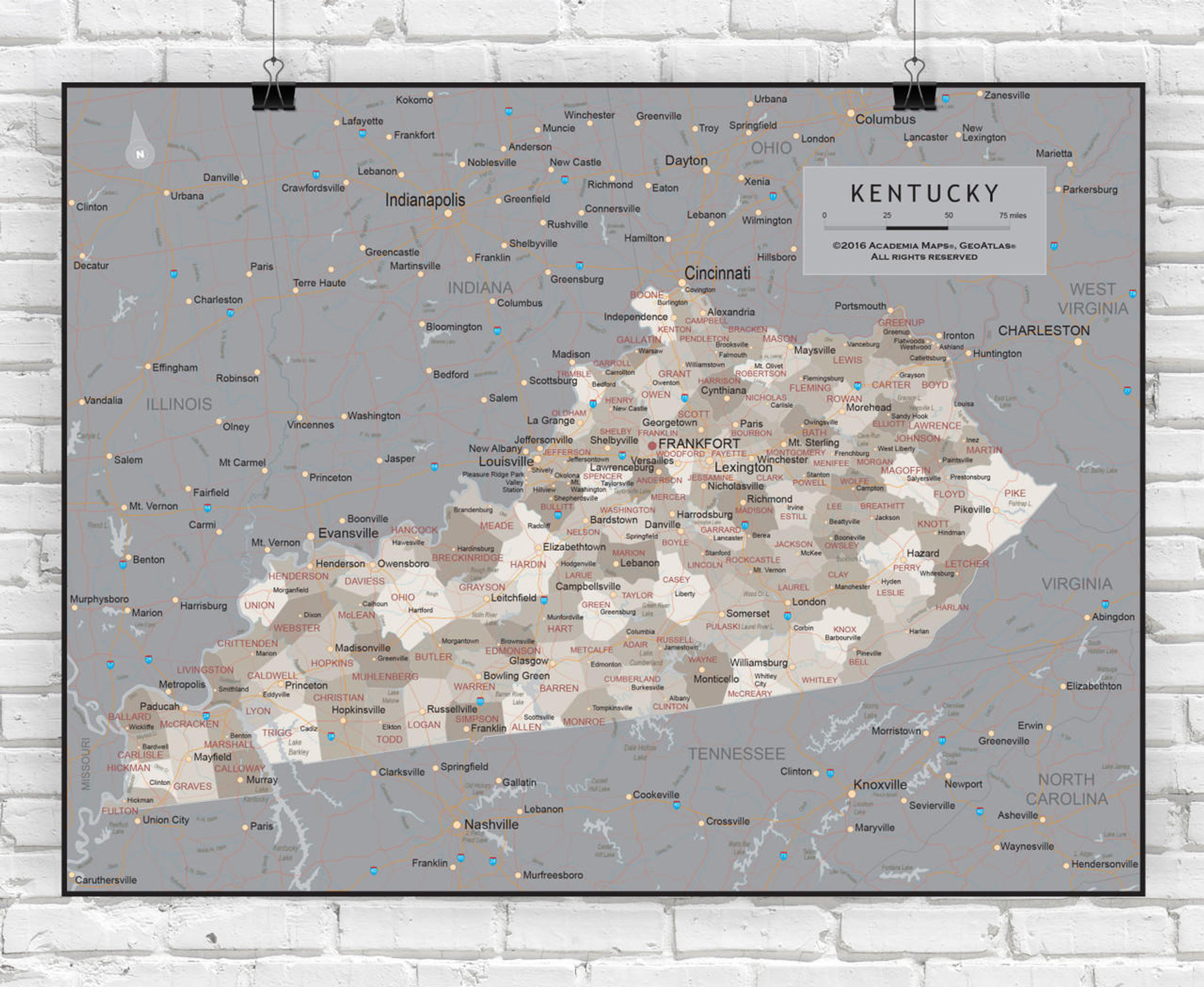 Kentucky Wall Map - Executive, image 1, World Maps Online