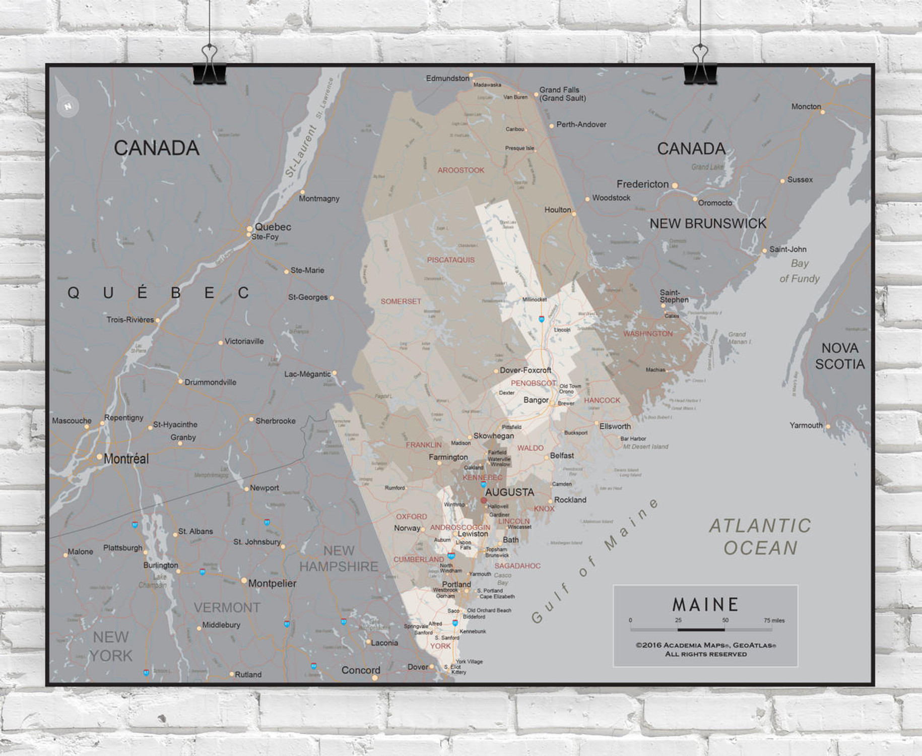 Maine Wall Map - Executive, image 1, World Maps Online