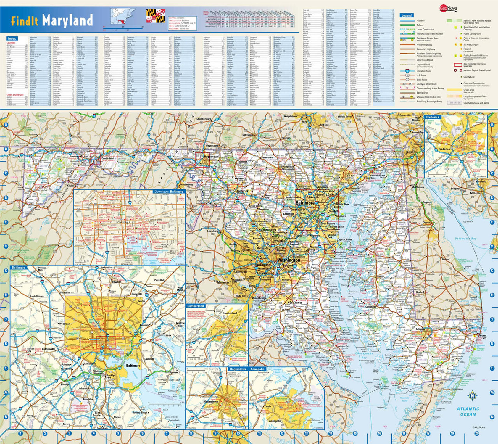 Maryland Reference Wall Map, image 1, World Maps Online