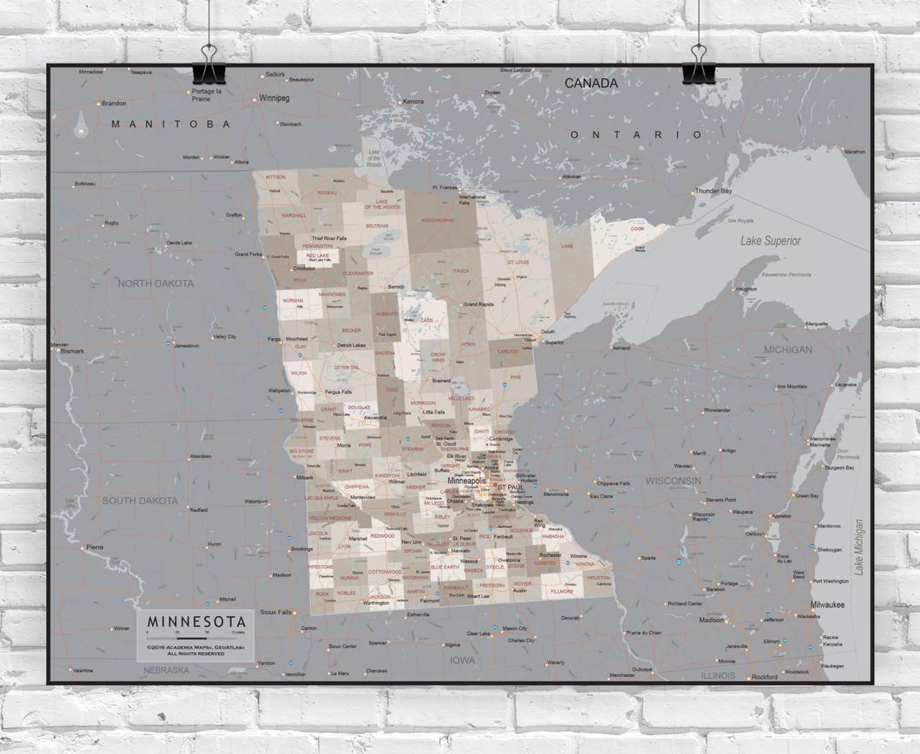Minnesota Wall Map - Executive, image 1, World Maps Online