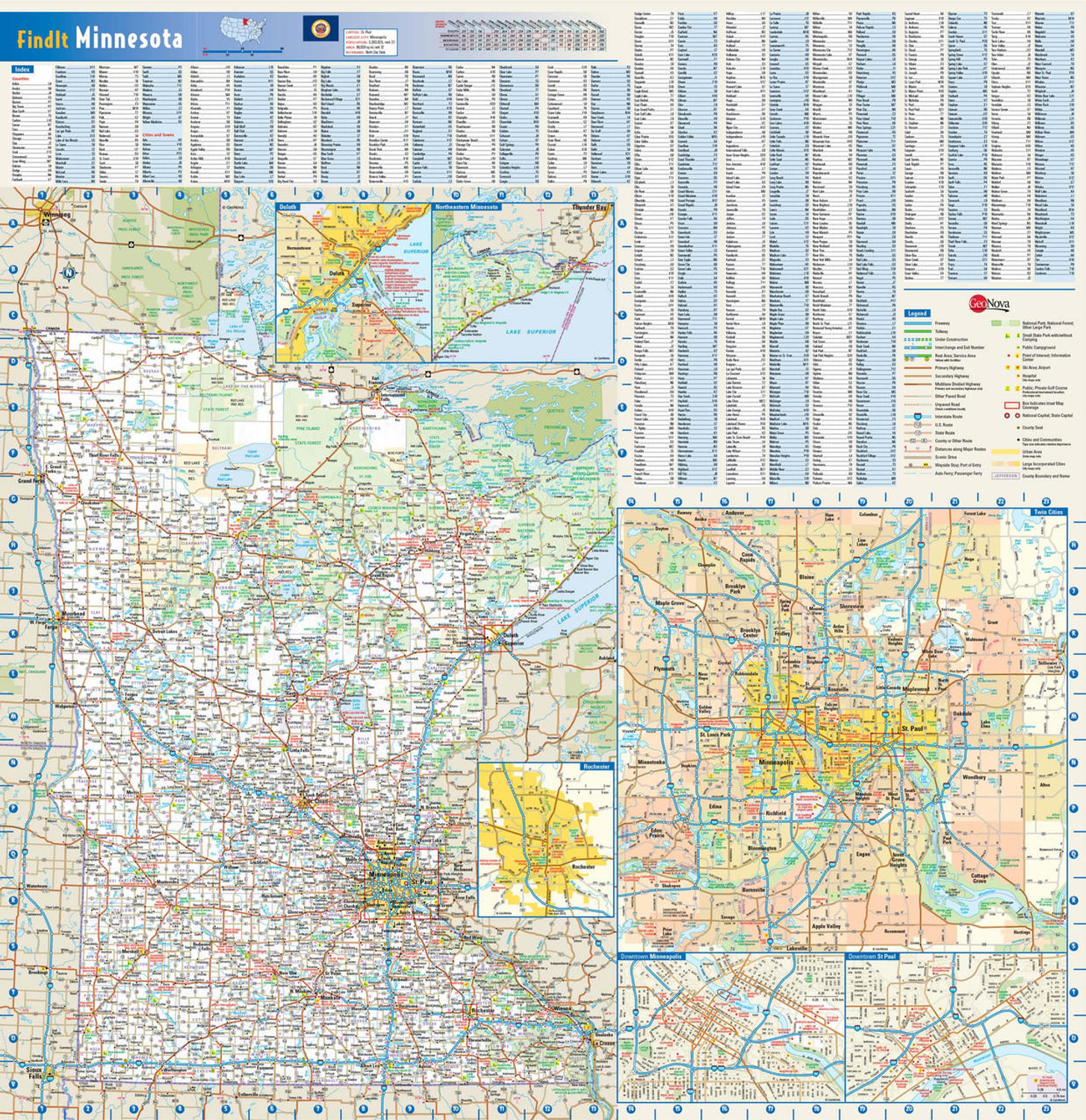 Minnesota Reference Wall Map, image 1, World Maps Online