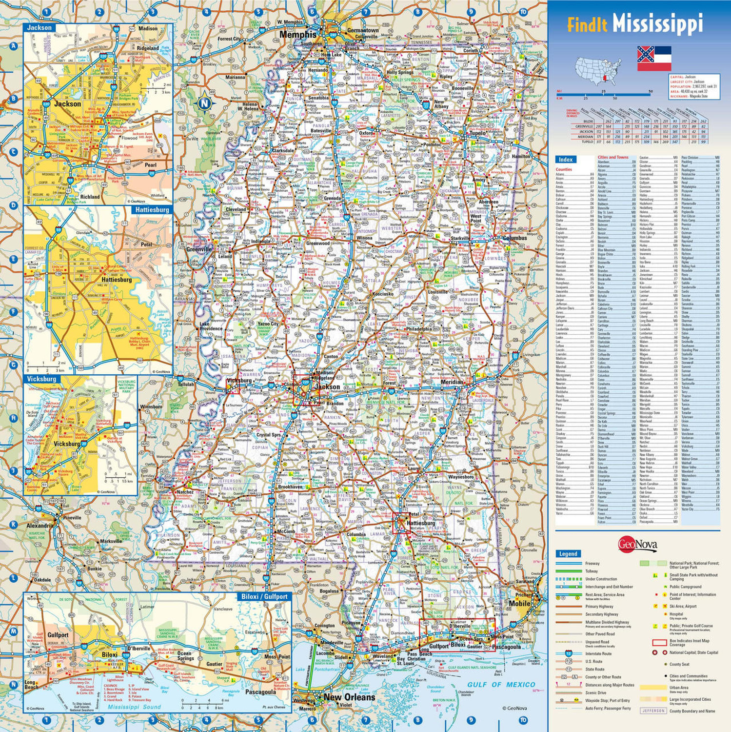 Mississippi Reference Wall Map, image 1, World Maps Online