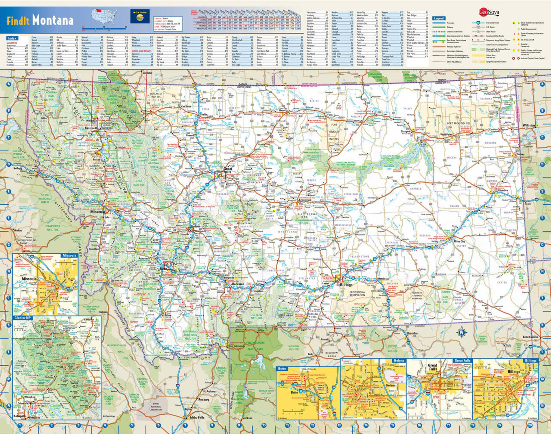 Montana Reference Wall Map, image 1, World Maps Online