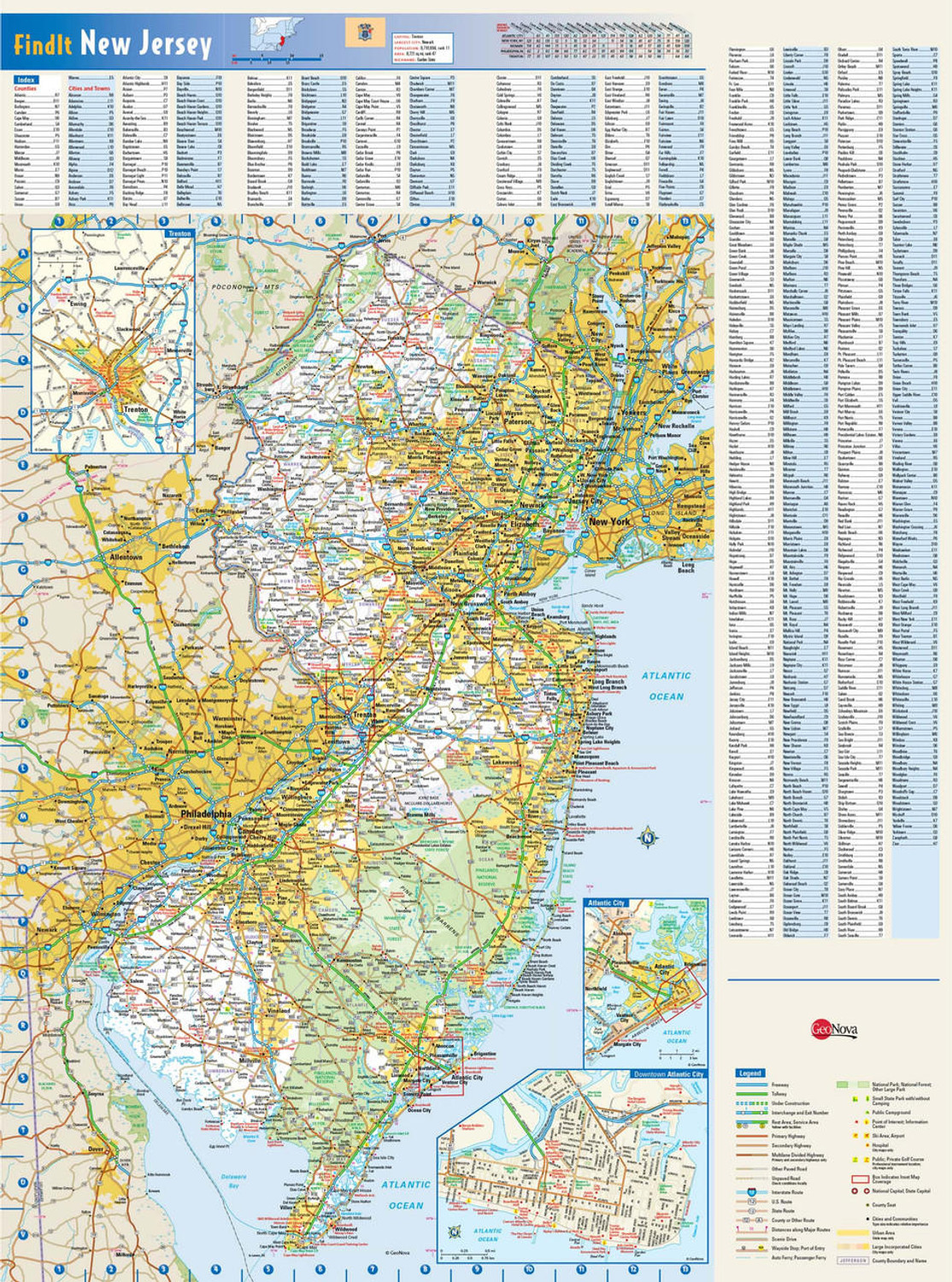 New Jersey Reference Wall Map, image 1, World Maps Online