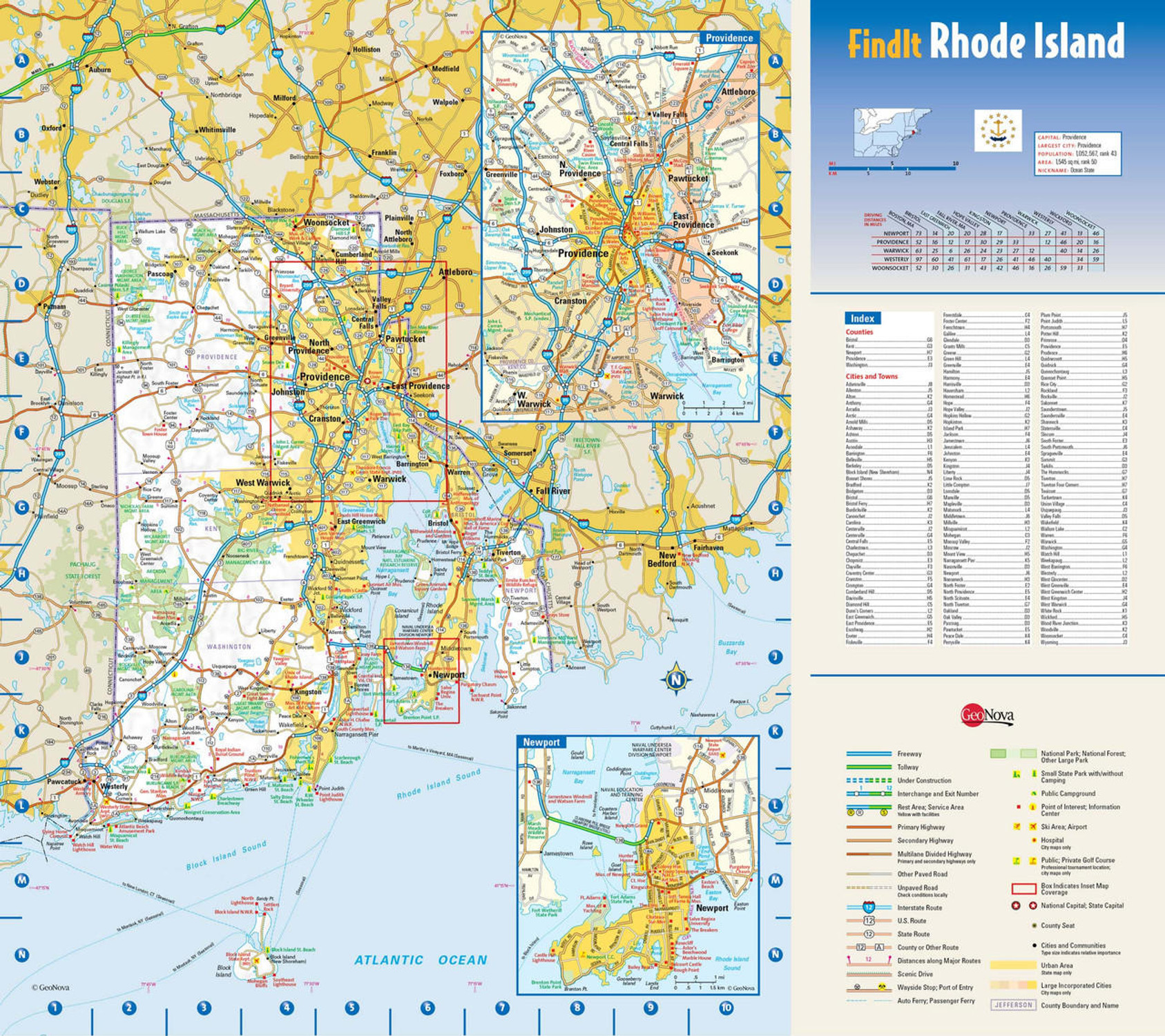 Rhode Island Reference Wall Map, image 1, World Maps Online
