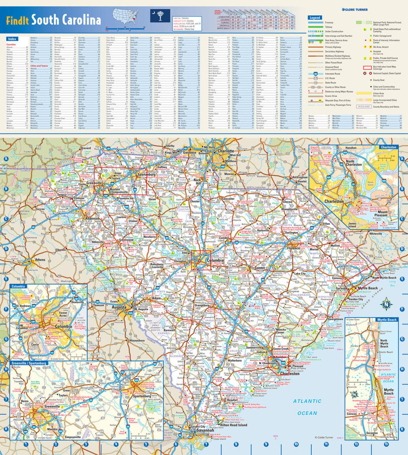 South Carolina Reference Wall Map, image 1, World Maps Online