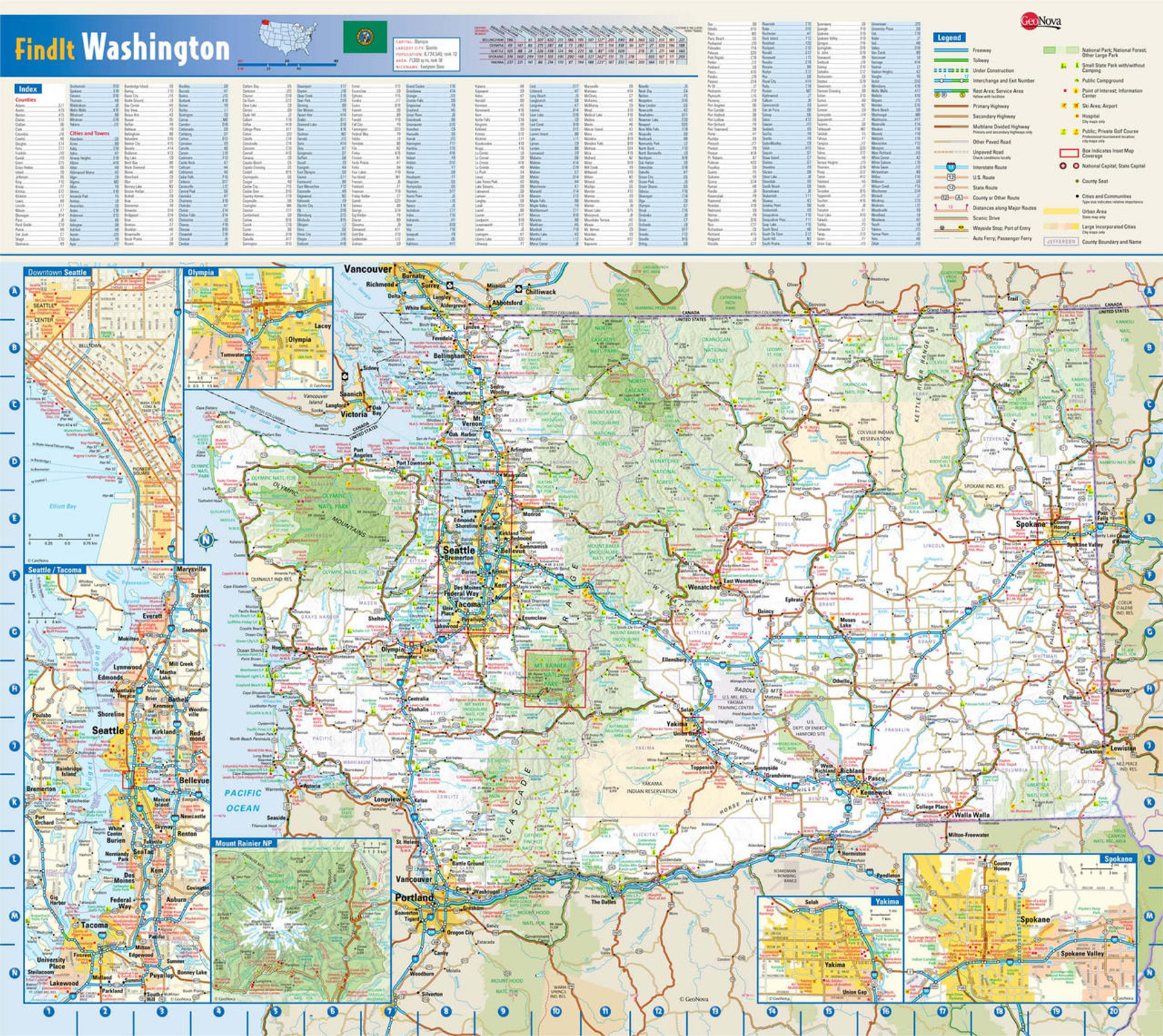 Washington State Reference Wall Map, image 1, World Maps Online