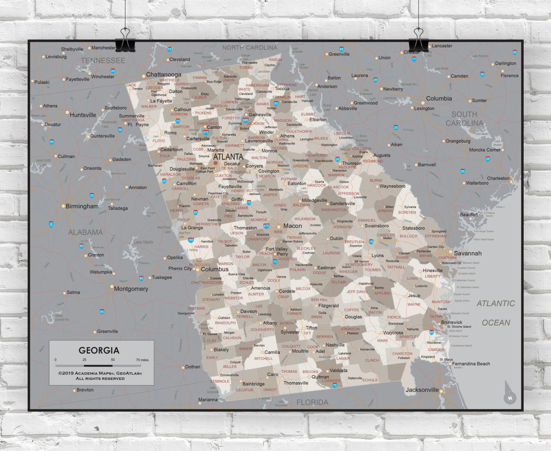 Georgia Wall Map - Executive, image 1, World Maps Online