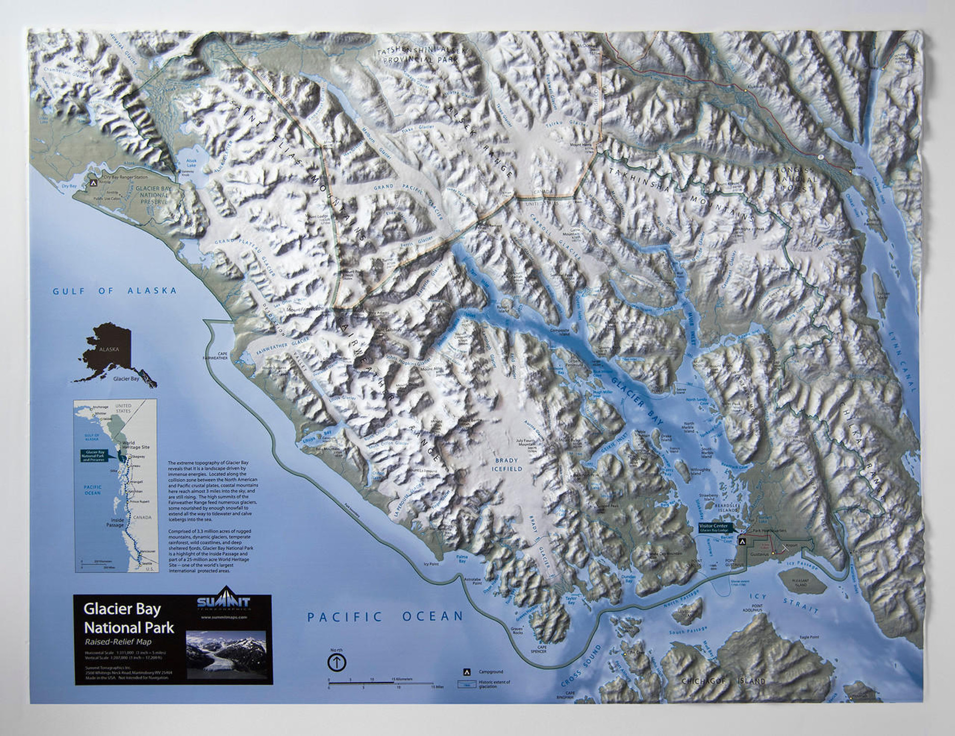 Glacier Bay National Park Raised Relief Map, image 1, World Maps Online