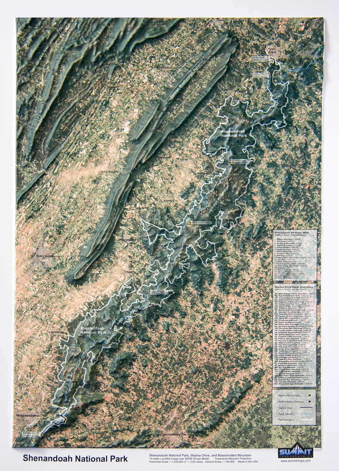 Shenandoah National Park Satellite Image Raised Relief Map, image 1, World Maps Online