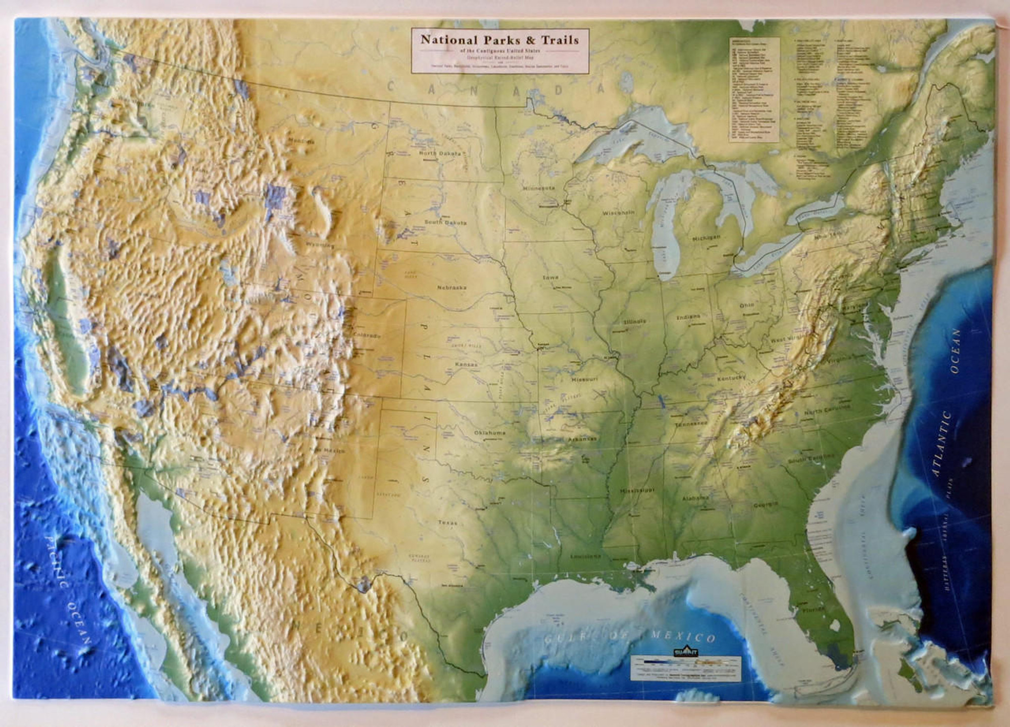 United States National Parks & Trails Raised Relief Map, image 1, World Maps Online