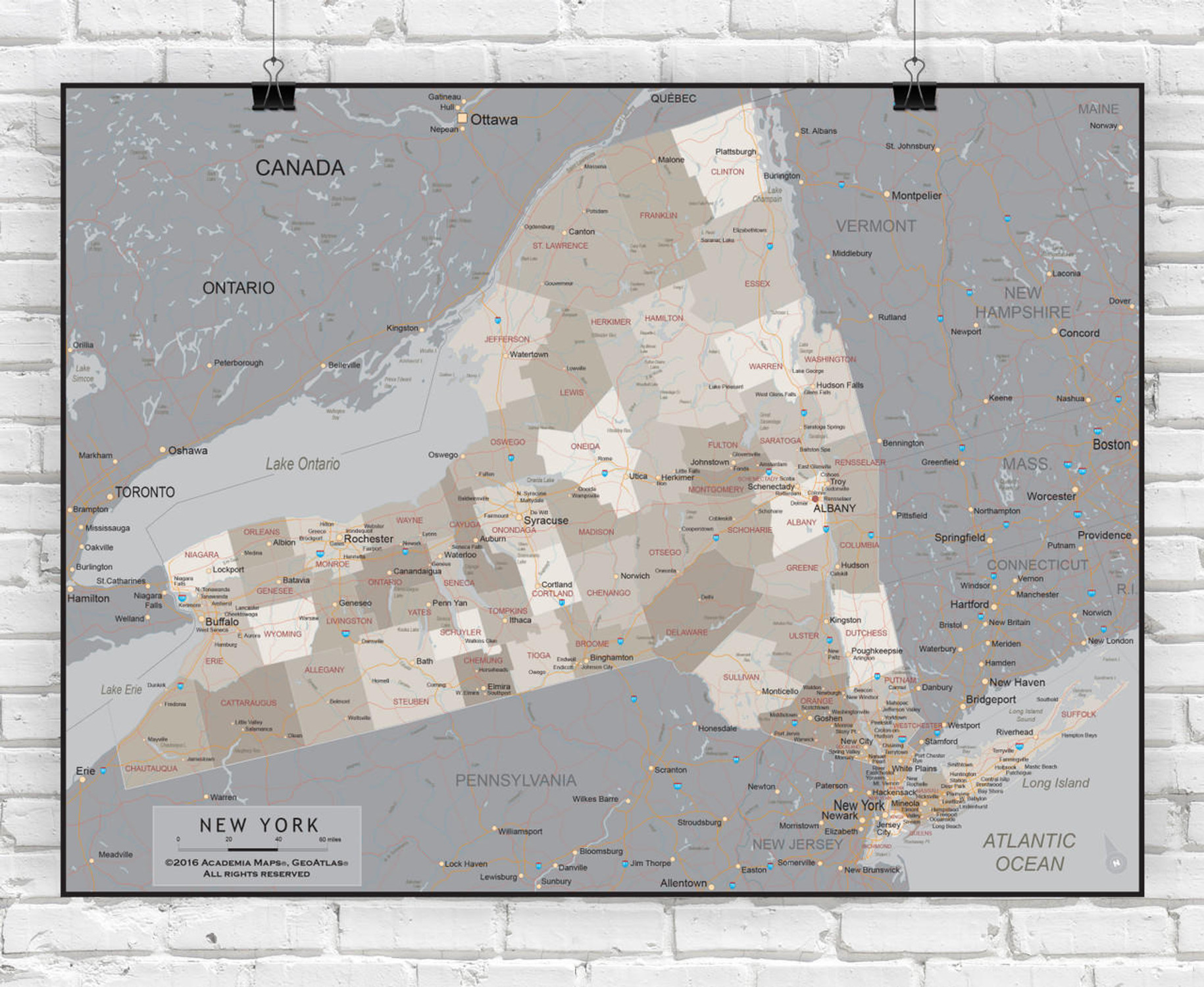 New York State Wall Map - Executive, image 1, World Maps Online