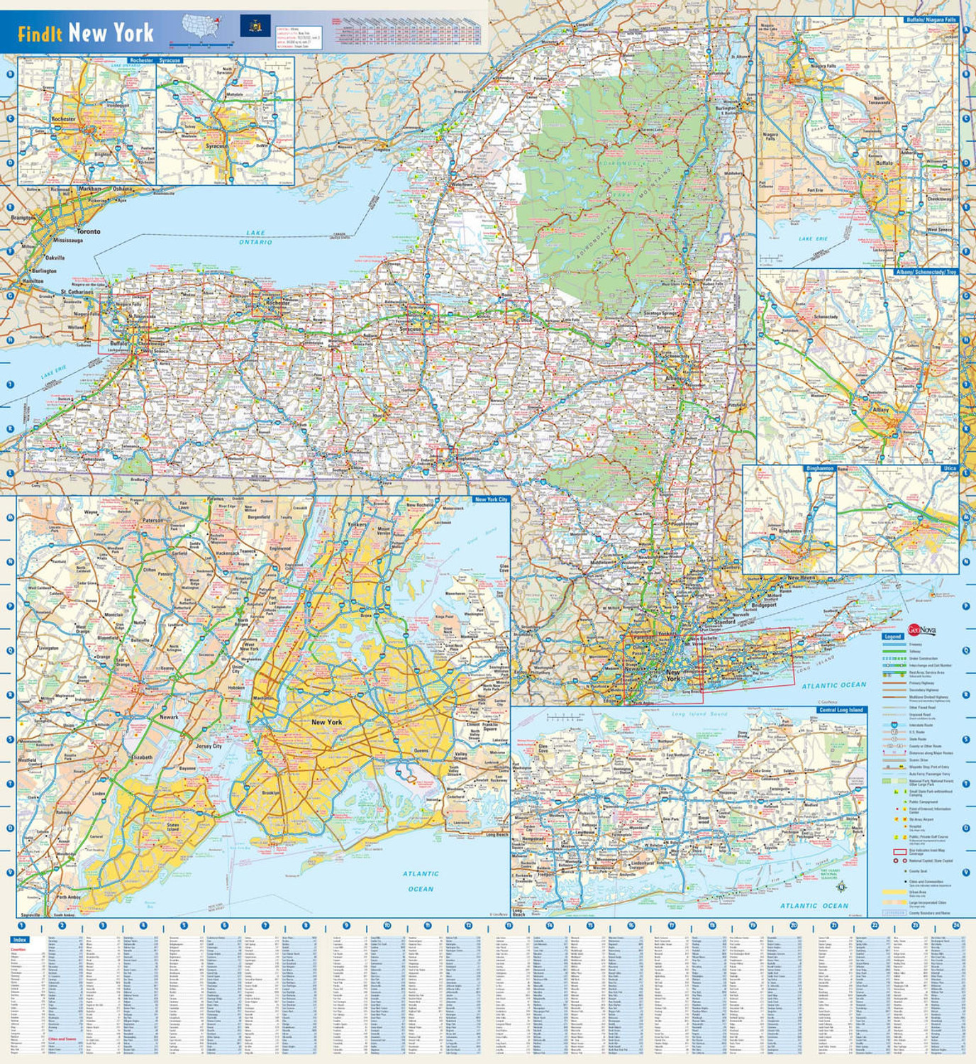 New York State Reference Wall Map, image 1, World Maps Online