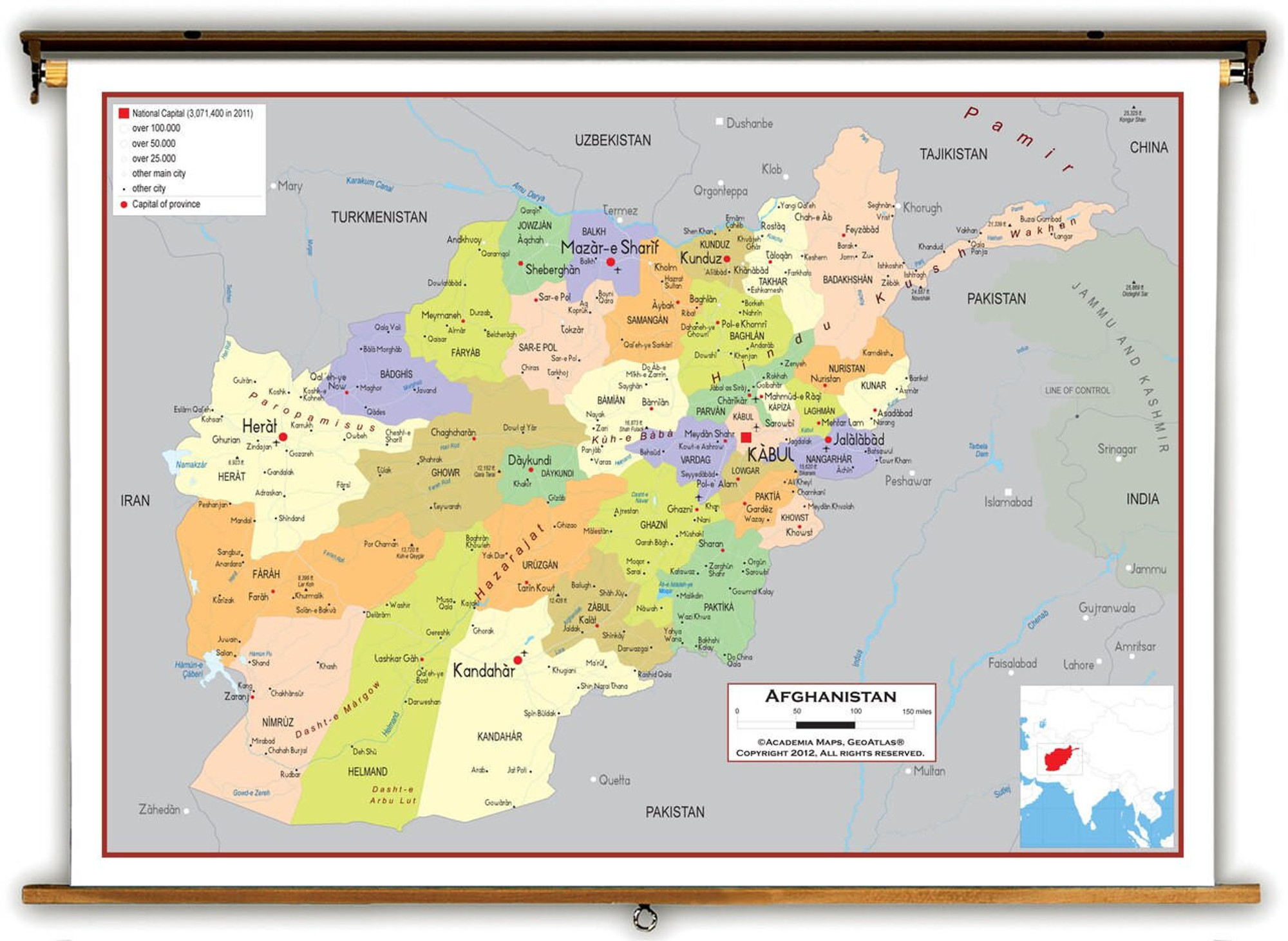 Afghanistan Political Educational Map from Academia Maps, image 1, World Maps Online