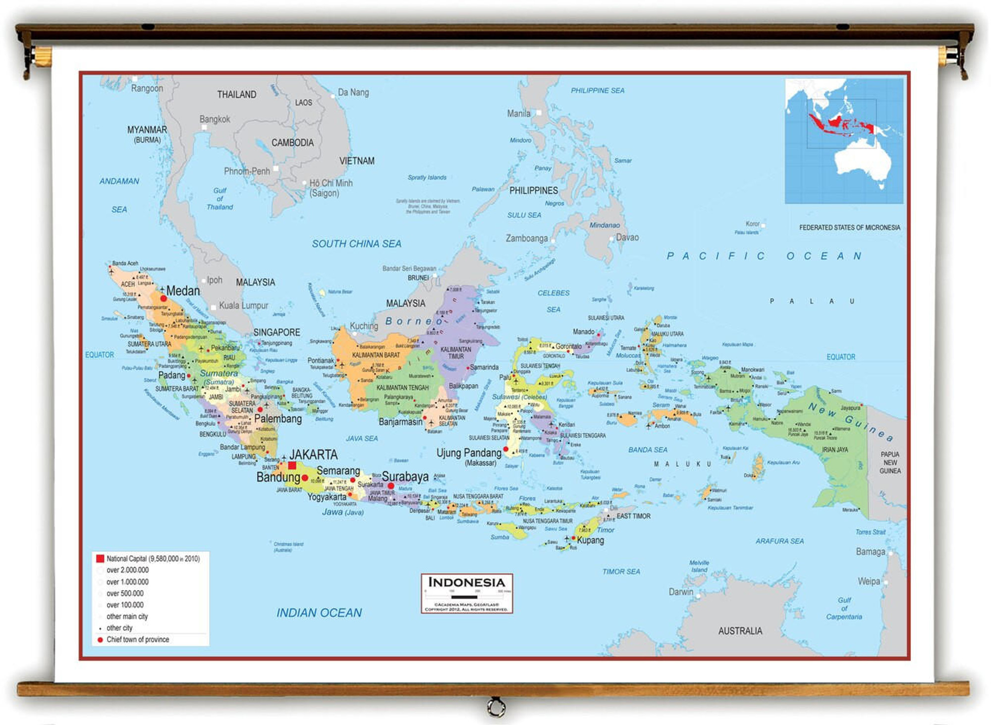 Indonesia Political Educational Map from Academia Maps, image 1, World Maps Online