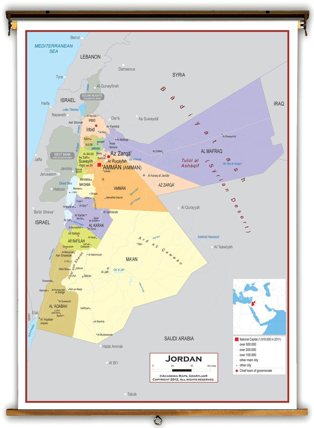 Jordan Political Educational Map from Academia Maps, image 1, World Maps Online