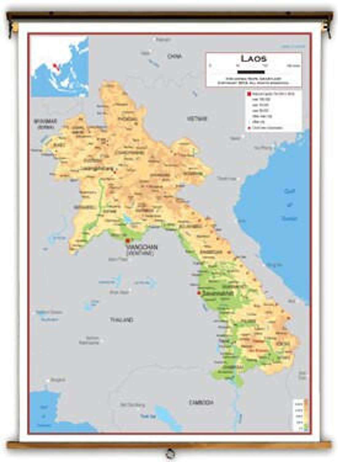 Laos Physical Educational Map from Academia Maps, image 1, World Maps Online