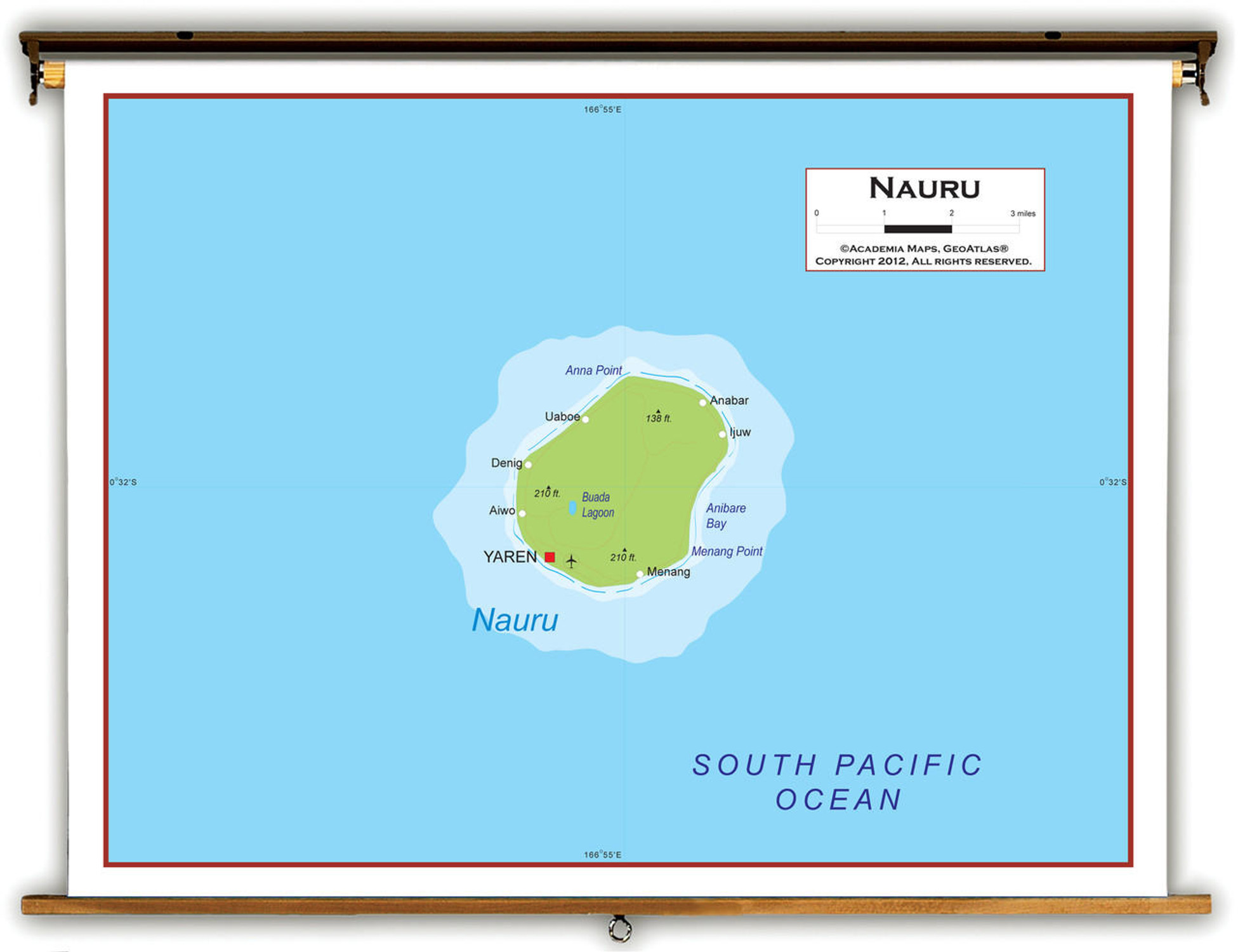 Nauru Physical Educational Map from Academia Maps, image 1, World Maps Online