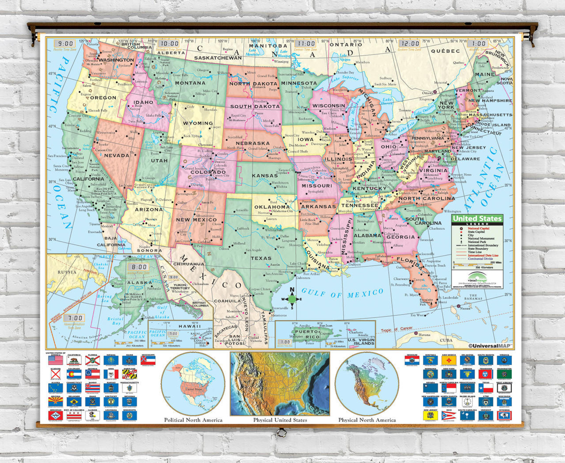 Primary U.S. Political Map on Spring Roller from Kappa Maps, image 1, World Maps Online