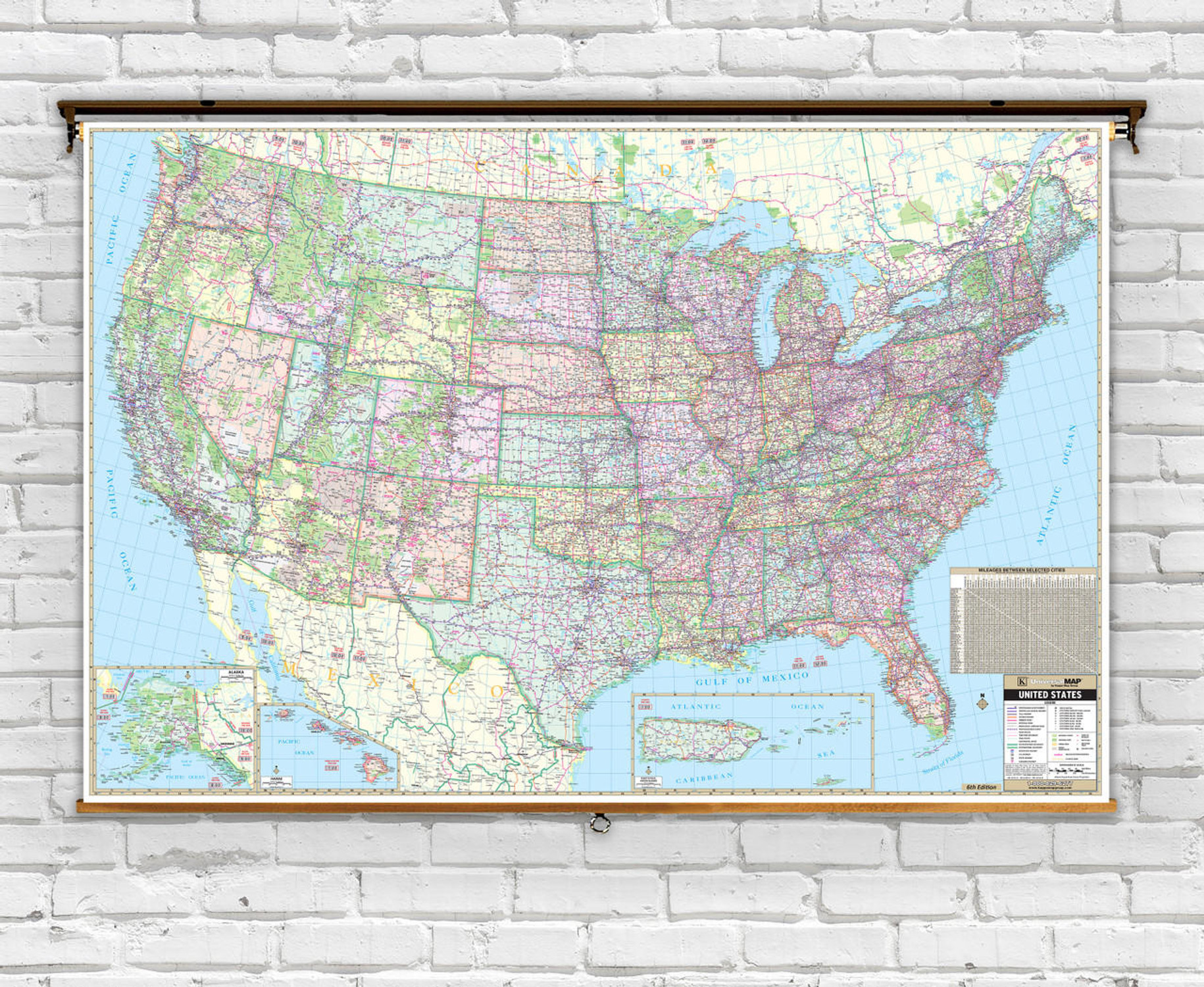 Enlarged U.S. Political Map on Spring Roller from Kappa Maps, image 1, World Maps Online