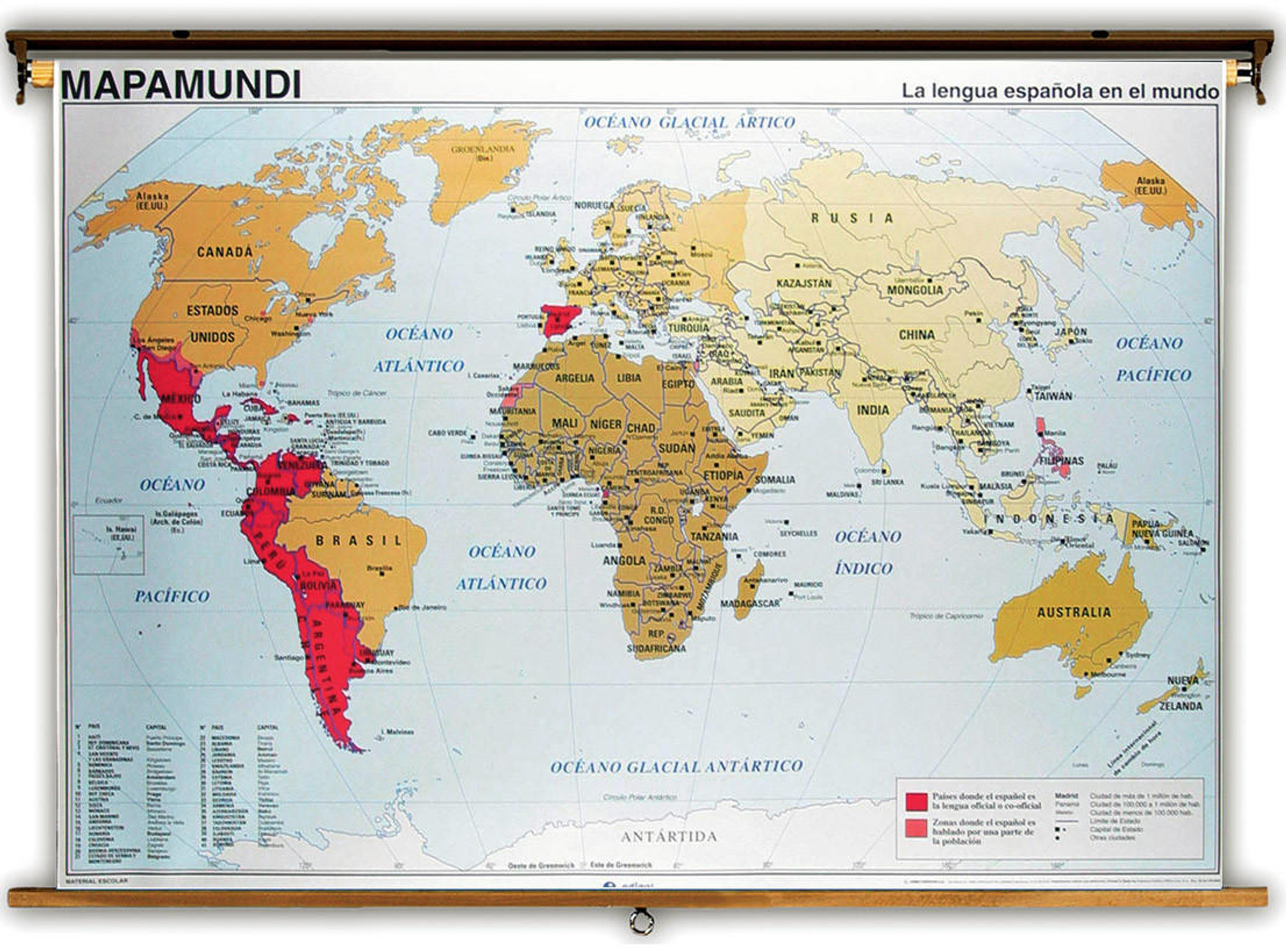 Spanish Speaking Countries World Map / Physical Map from Edigol, image 1, World Maps Online