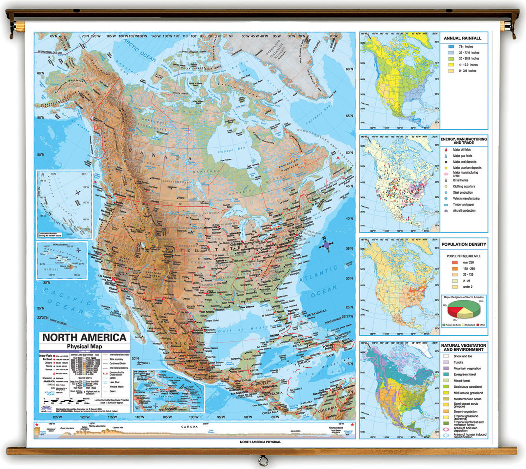 Advanced North America Physical Map from Kappa Maps, image 1, World Maps Online