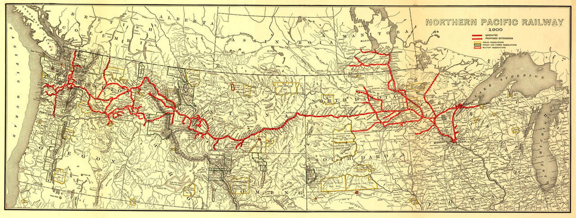 Historic Railroad Map of the United States & Canada - 1900, image 1, World Maps Online