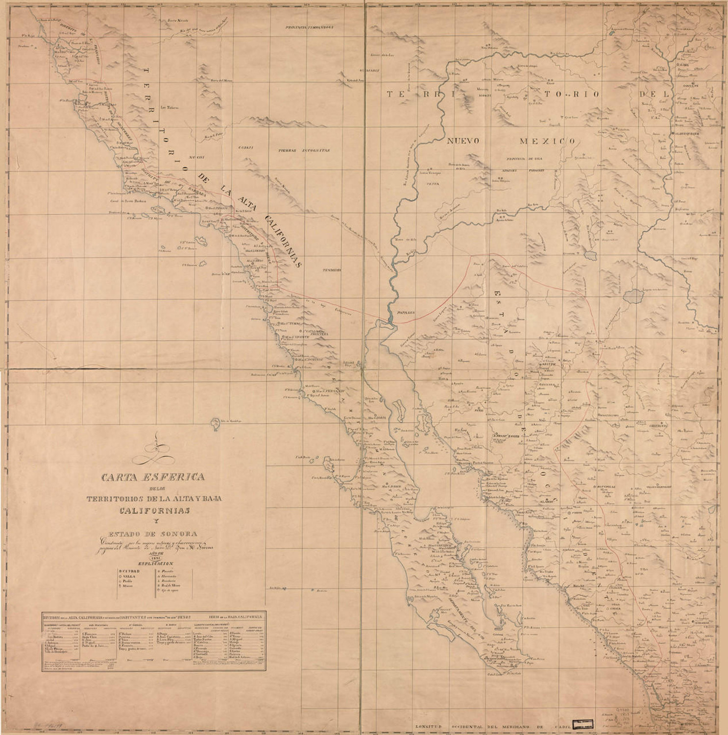 Historic Map - Mexico - Baja California - Southwest United States - 1823, image 1, World Maps Online